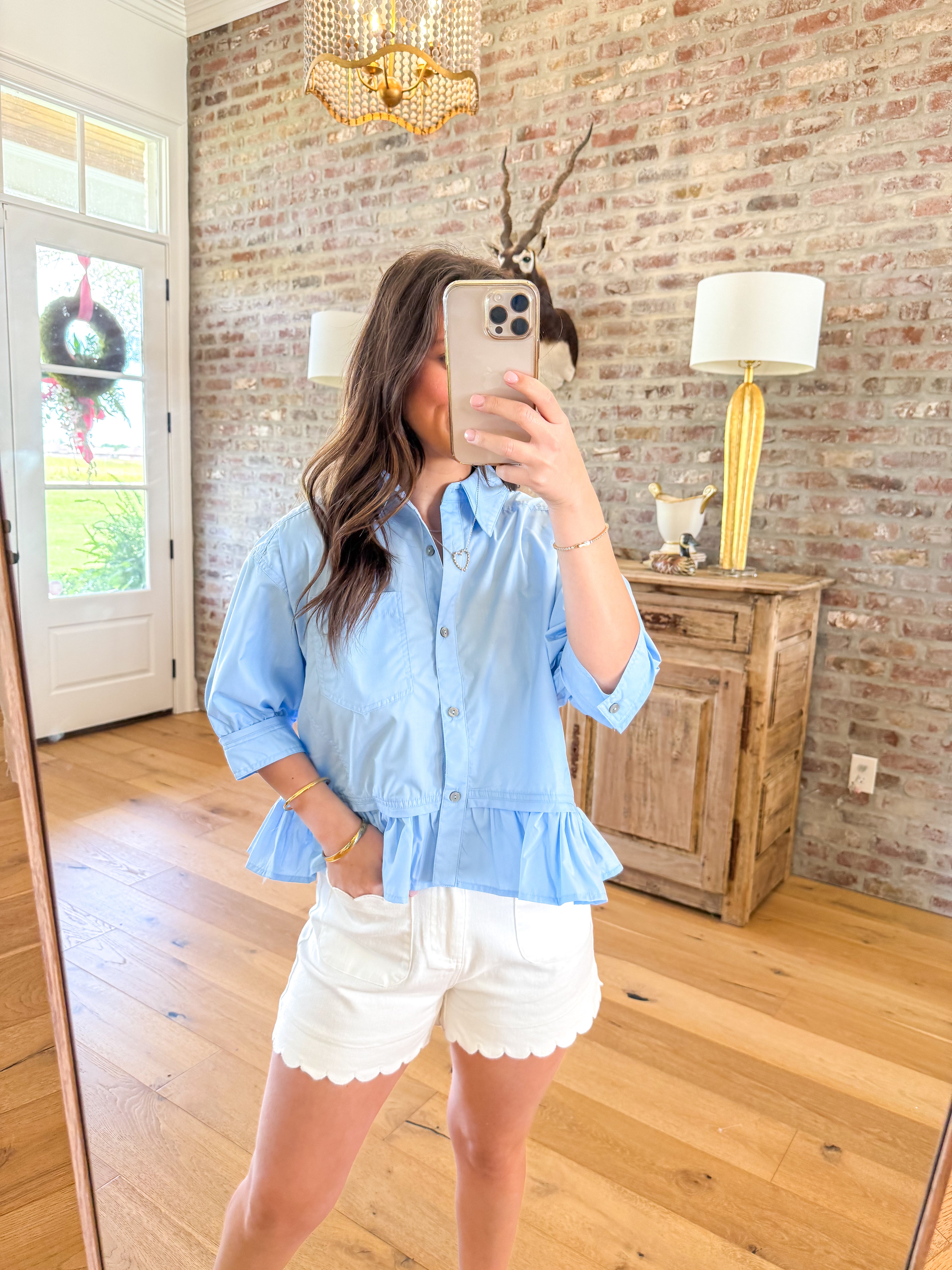 Chambray Peplum Blouse