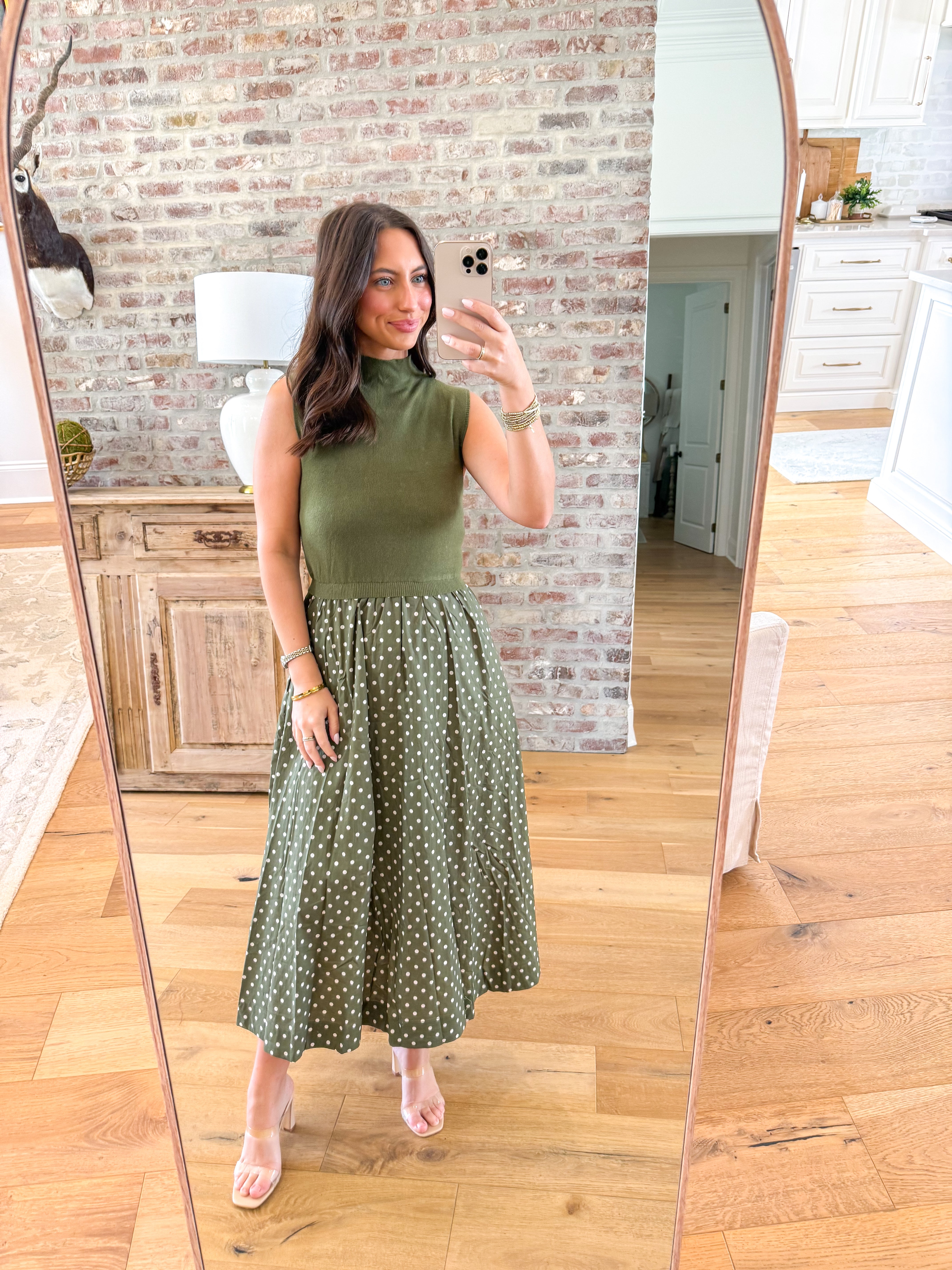 Olive You Polka Dot Midi Dress