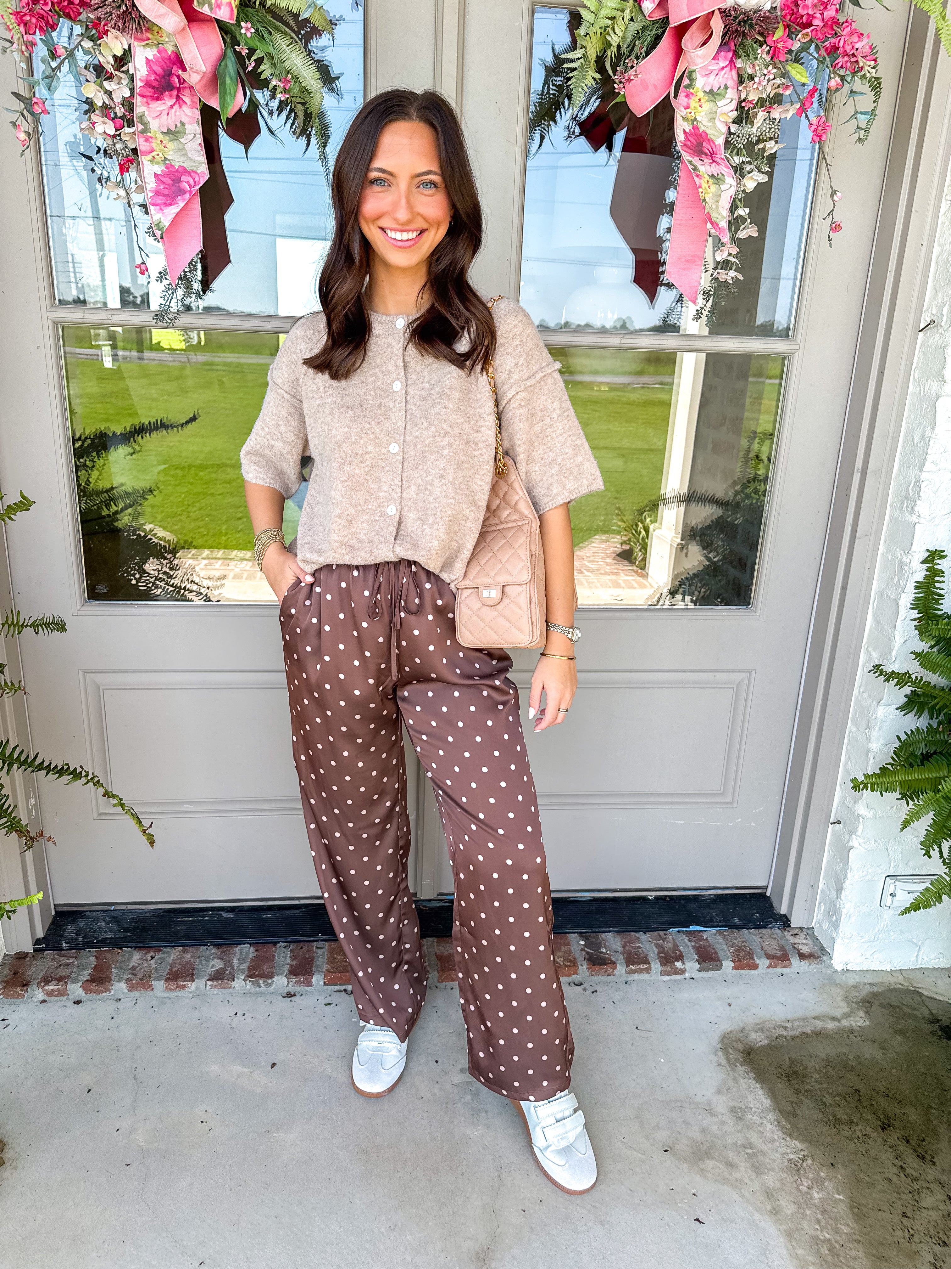 Chocolate Dot Drawstring Trousers