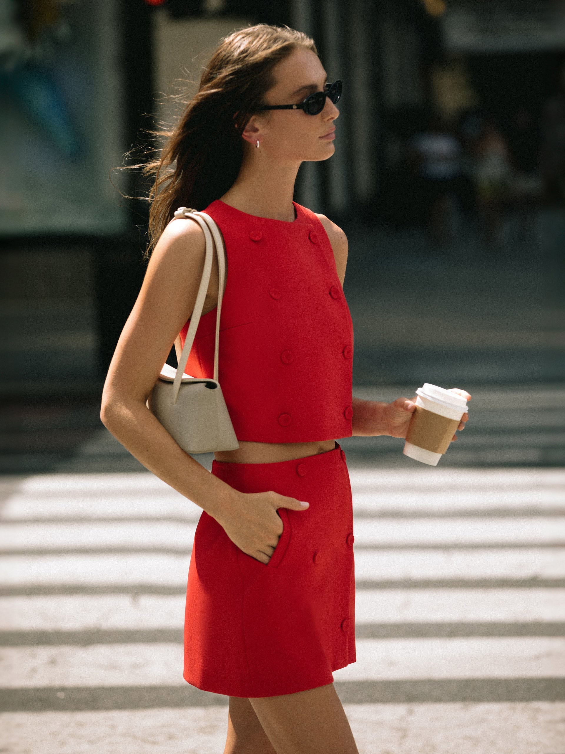 Azara Twill Double Breasted Mini Skirt