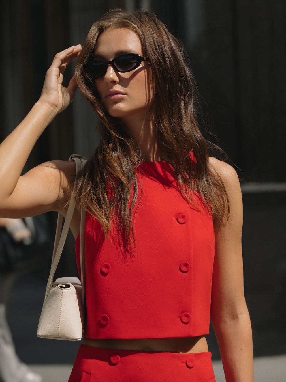 Azara Twill Double Breasted Top