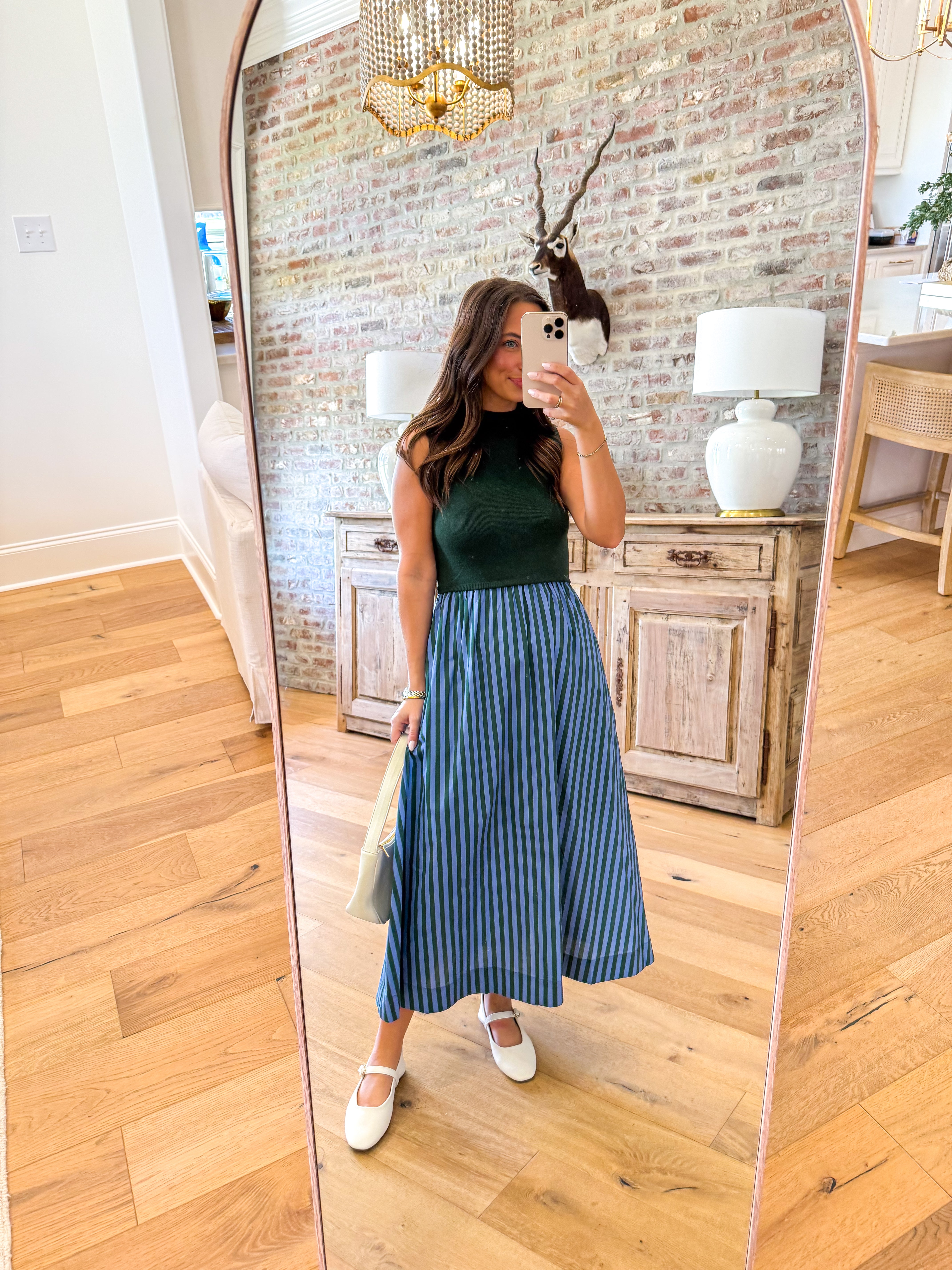 Emerald Stripe Midi Dress