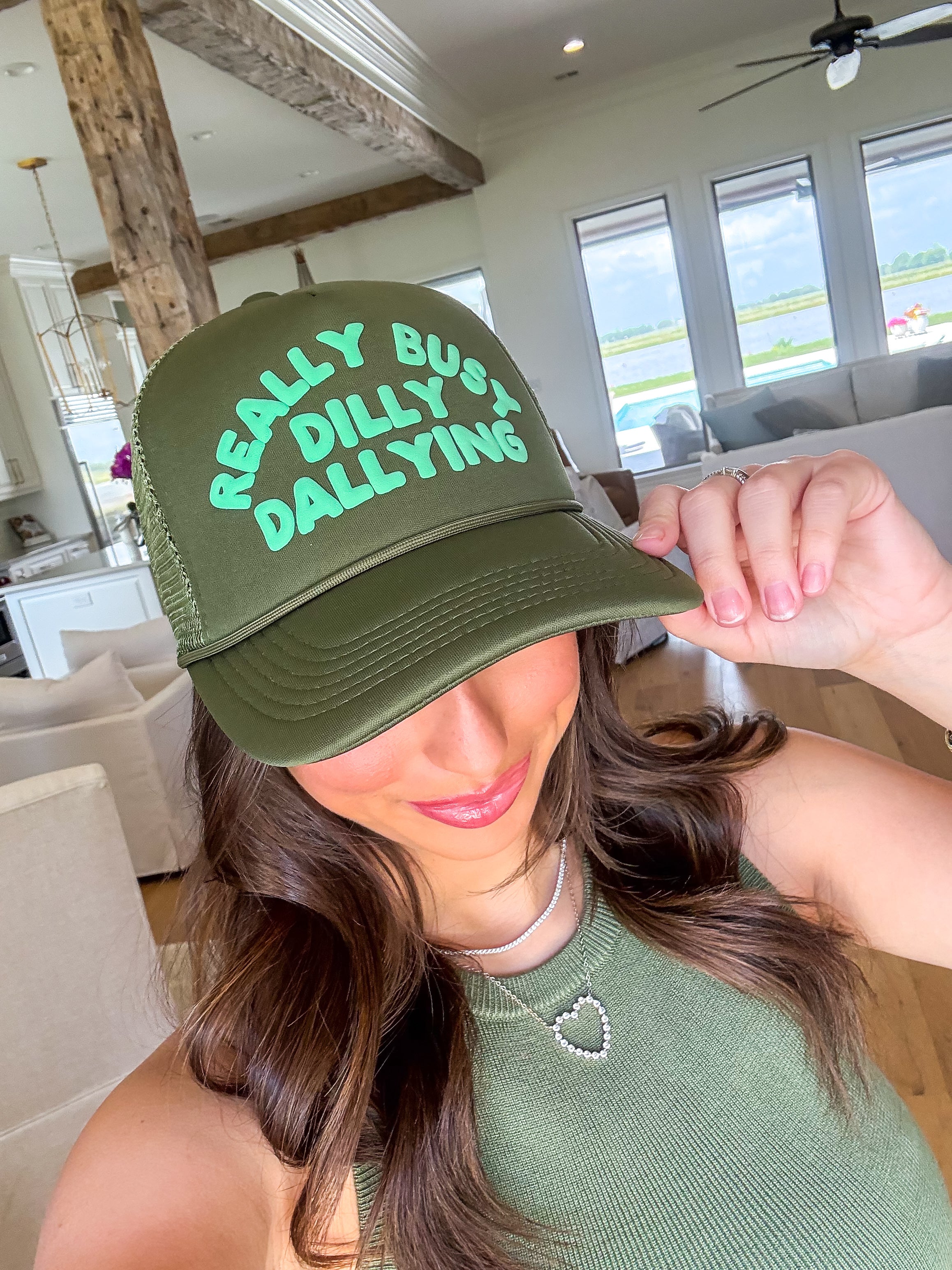 Dilly Dally Green Trucker Hat