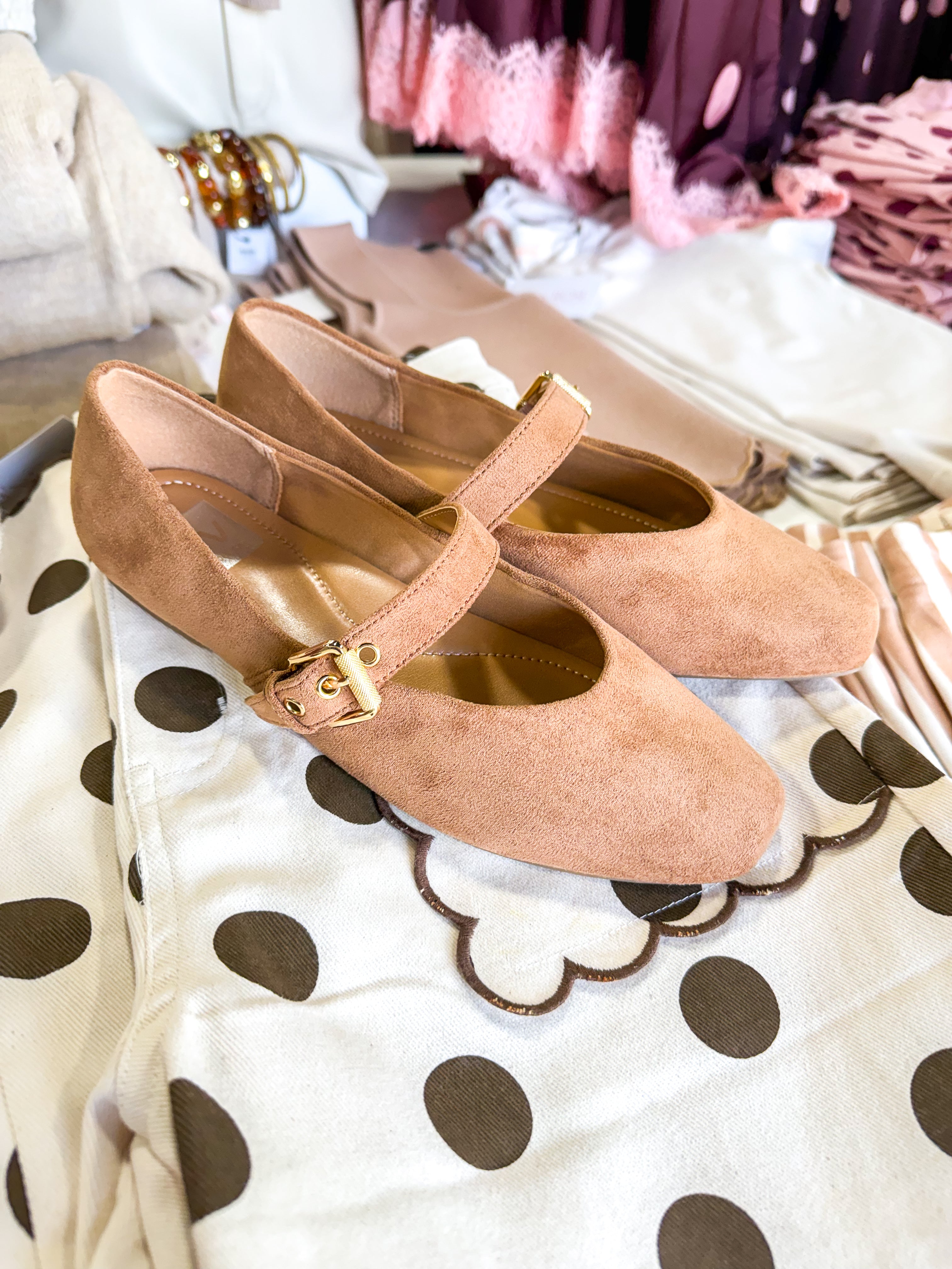 Mulaney Tan Faux Suede Ballet Flats