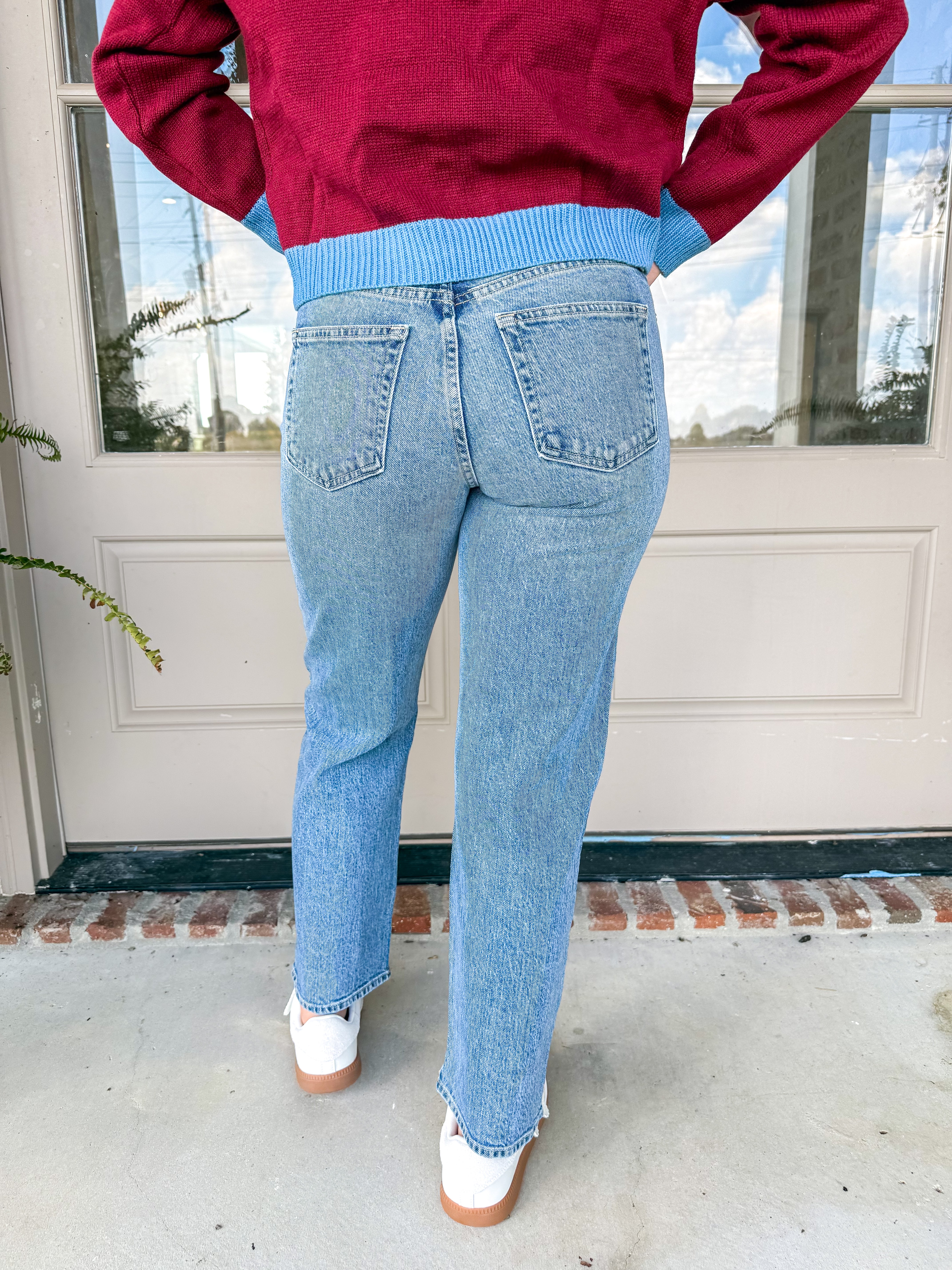 MR Ankle Straight Leg Jeans Medium Denim
