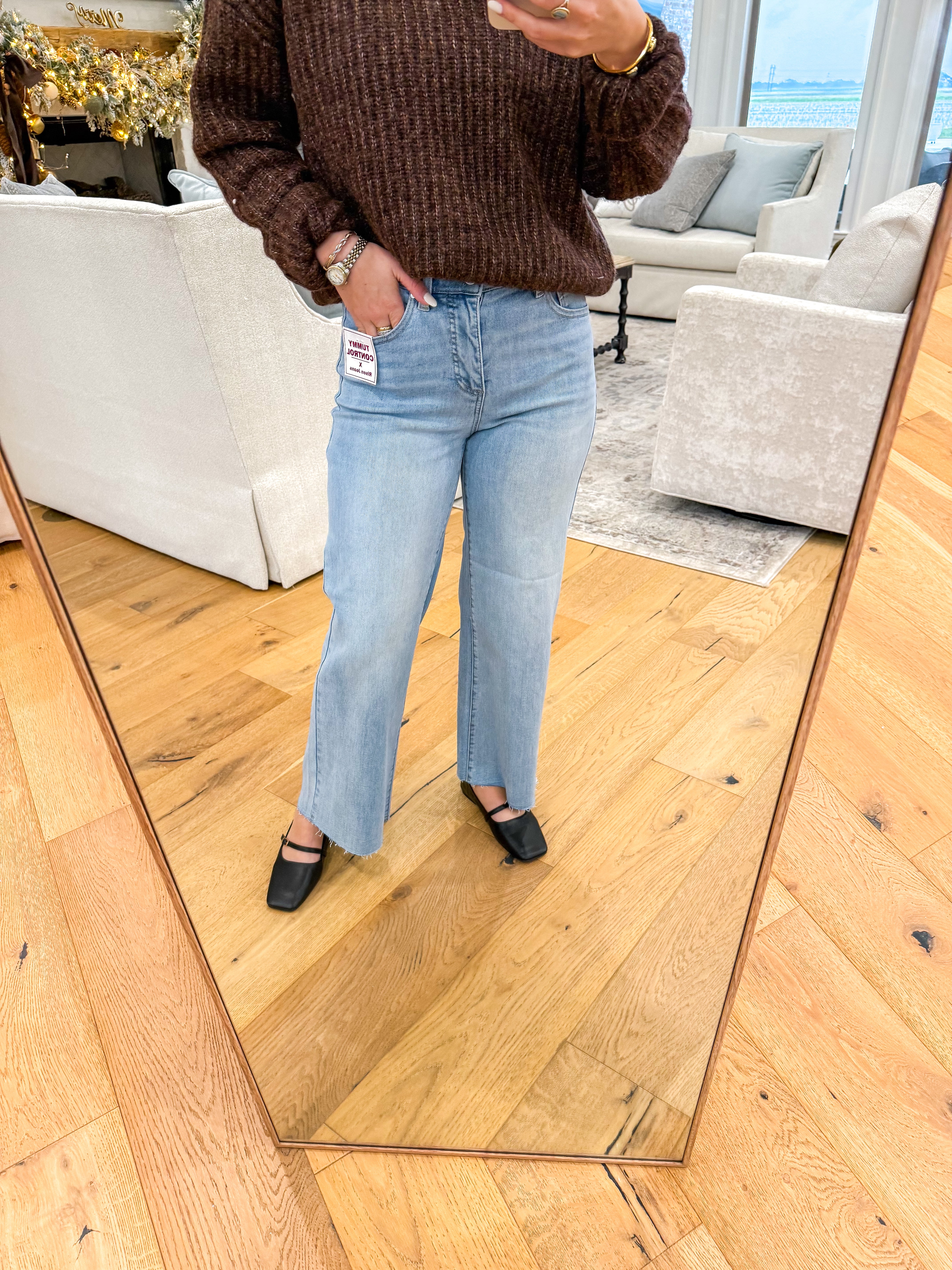 Karlie HR Light Washed Crop Wide Leg