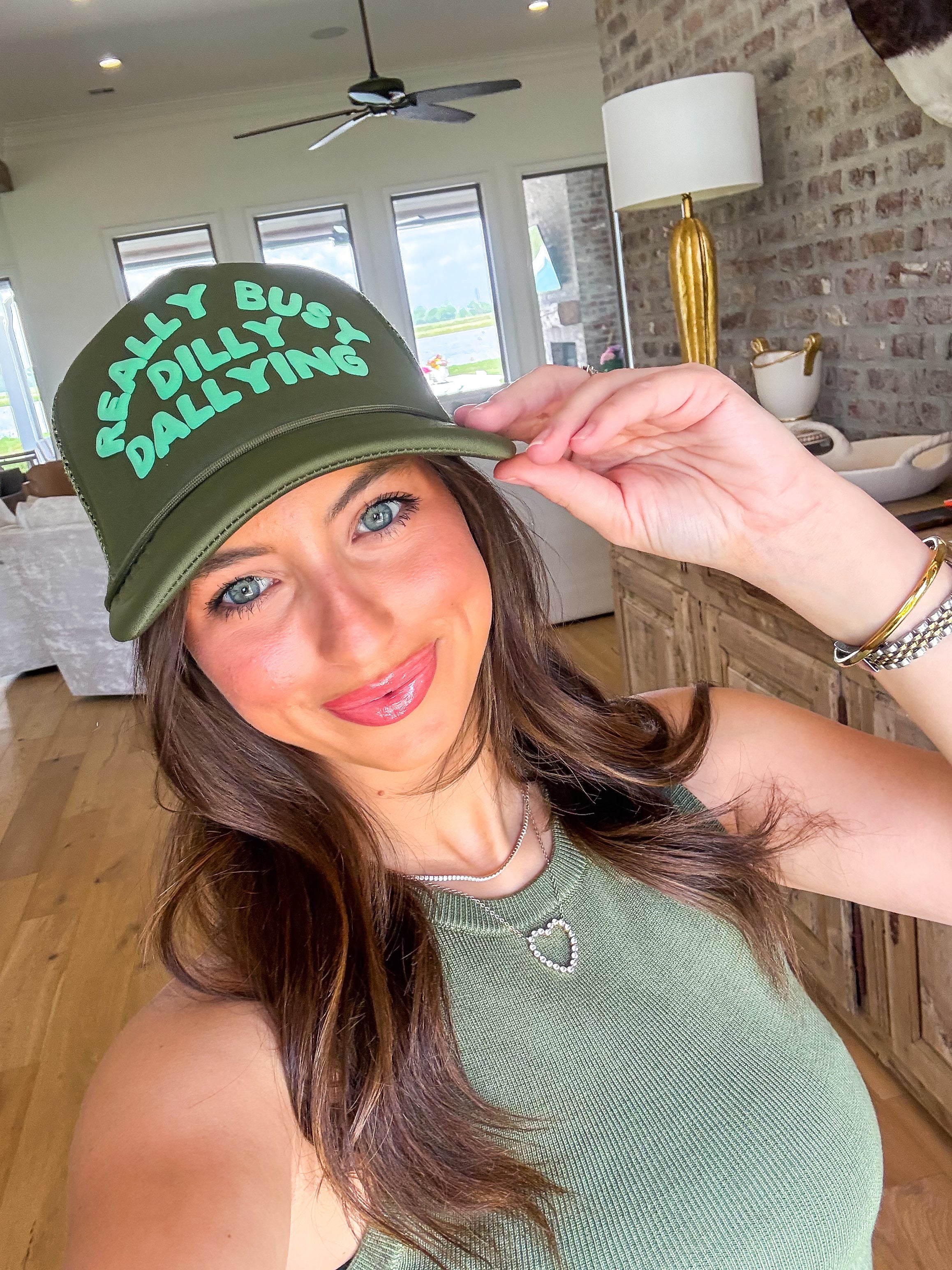 Dilly Dally Green Trucker Hat