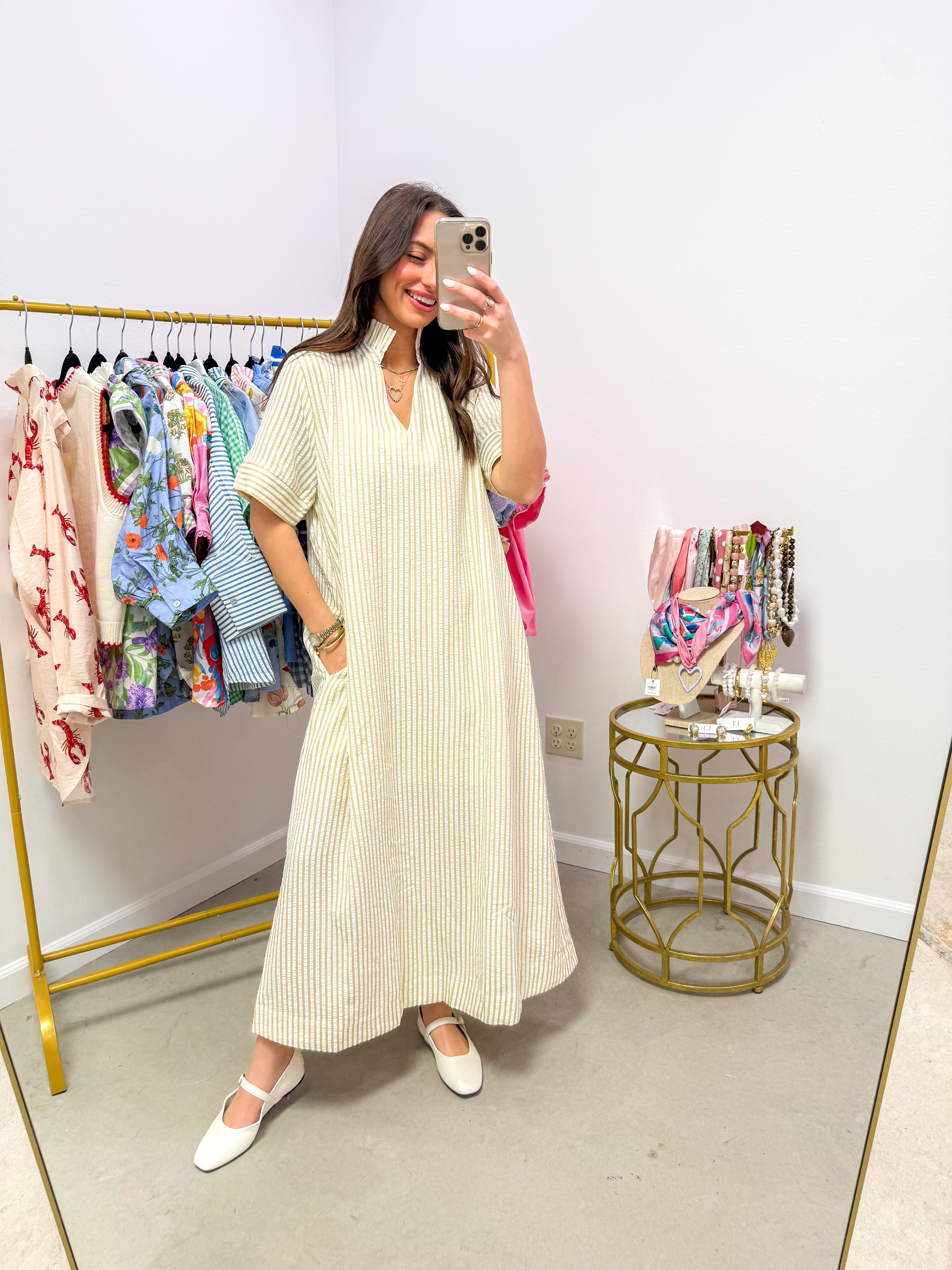 Striped Comfort Oatmeal Midi