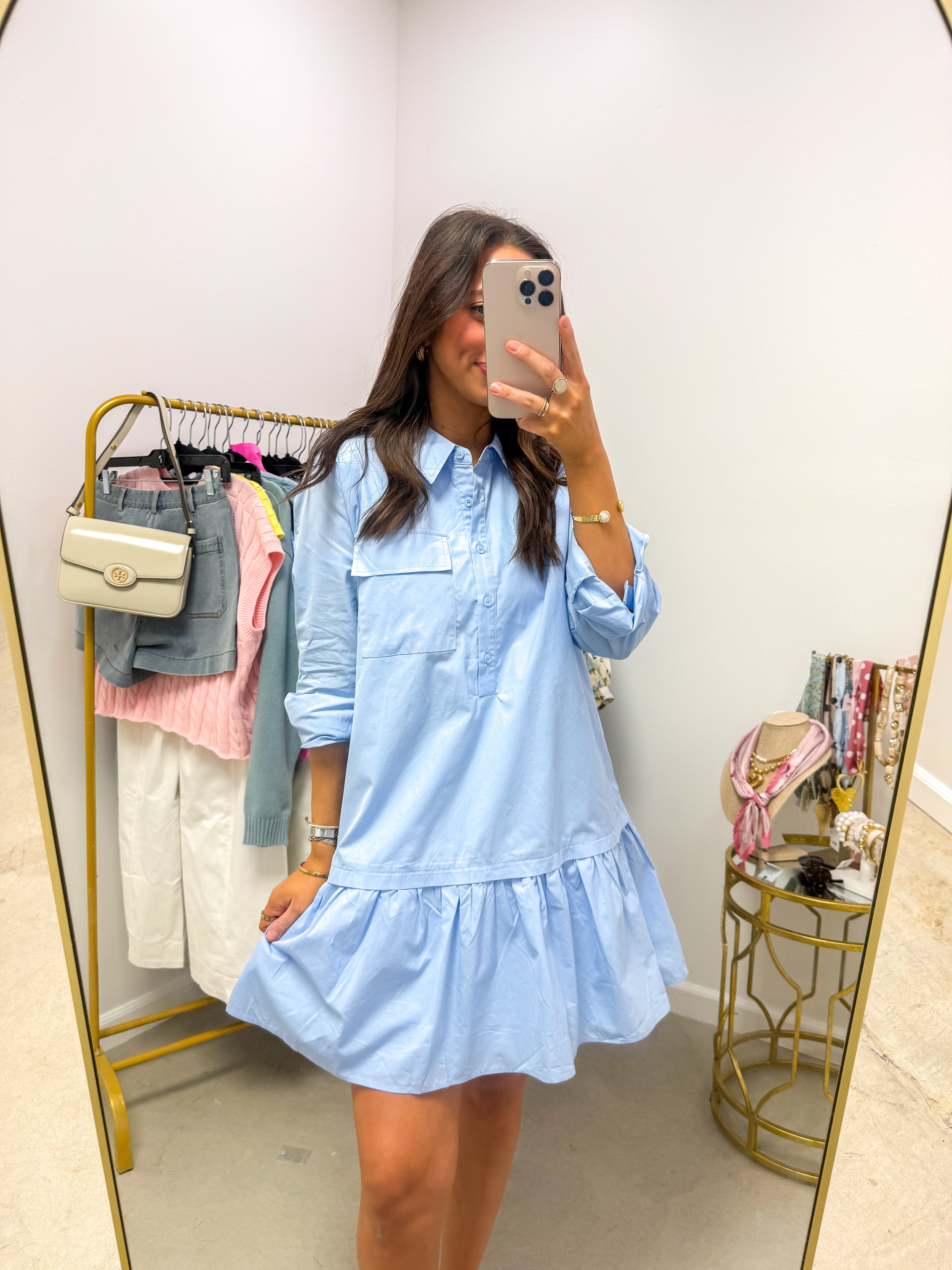 Everyday Essential Baby Blue Shirt Dress