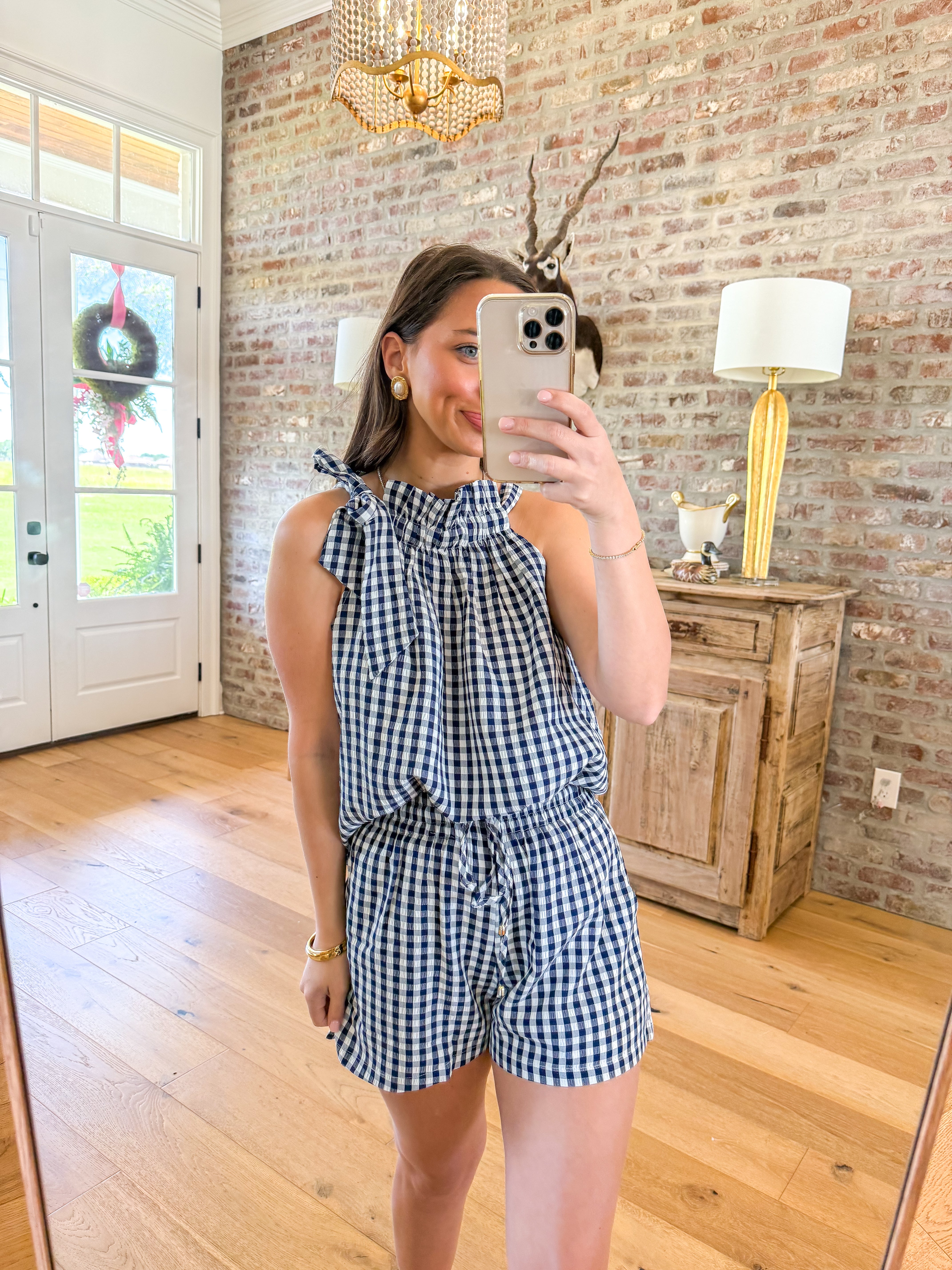 Navy Gingham Getaway Set