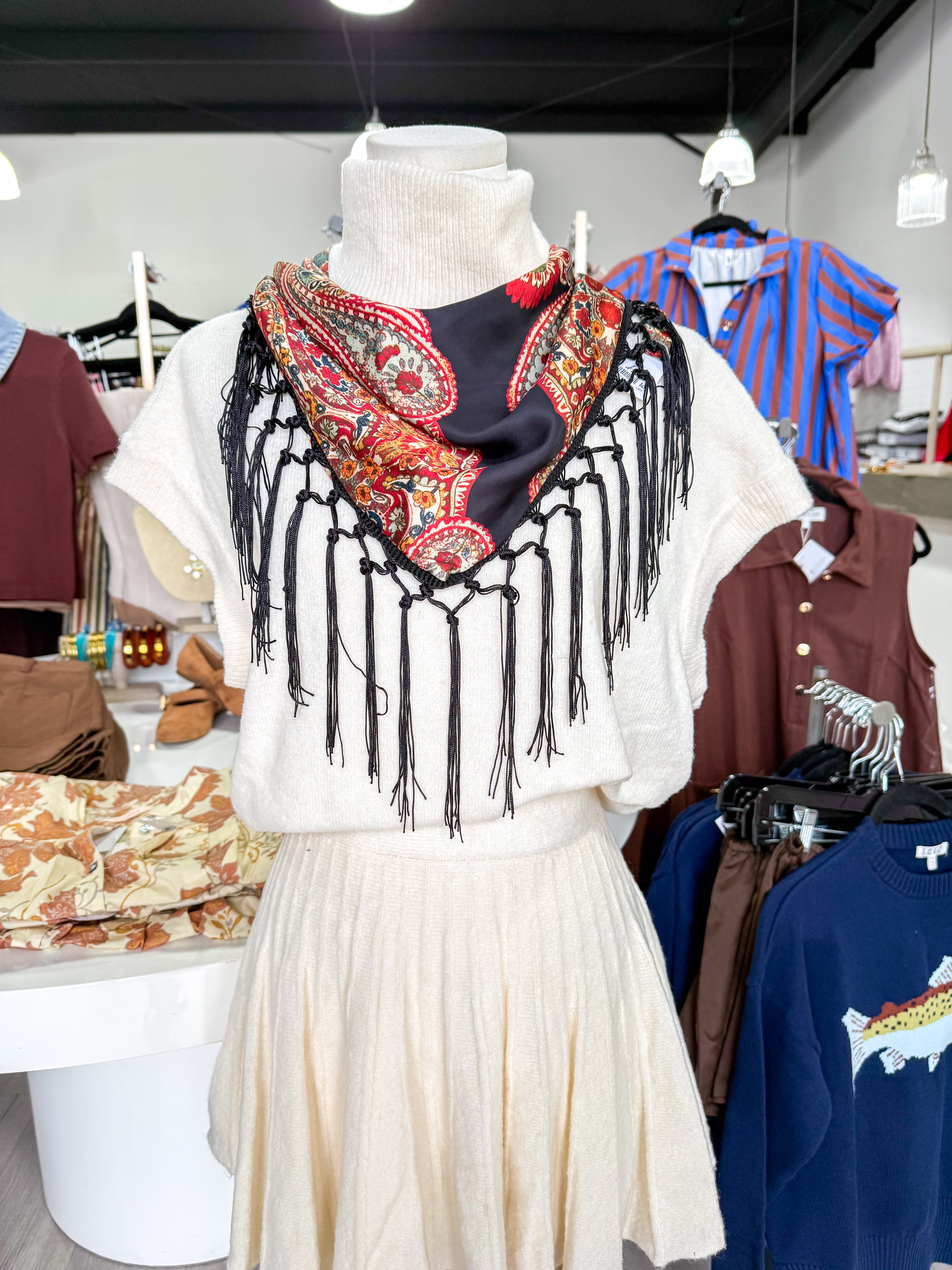 Rust Mutli Fringe Scarf