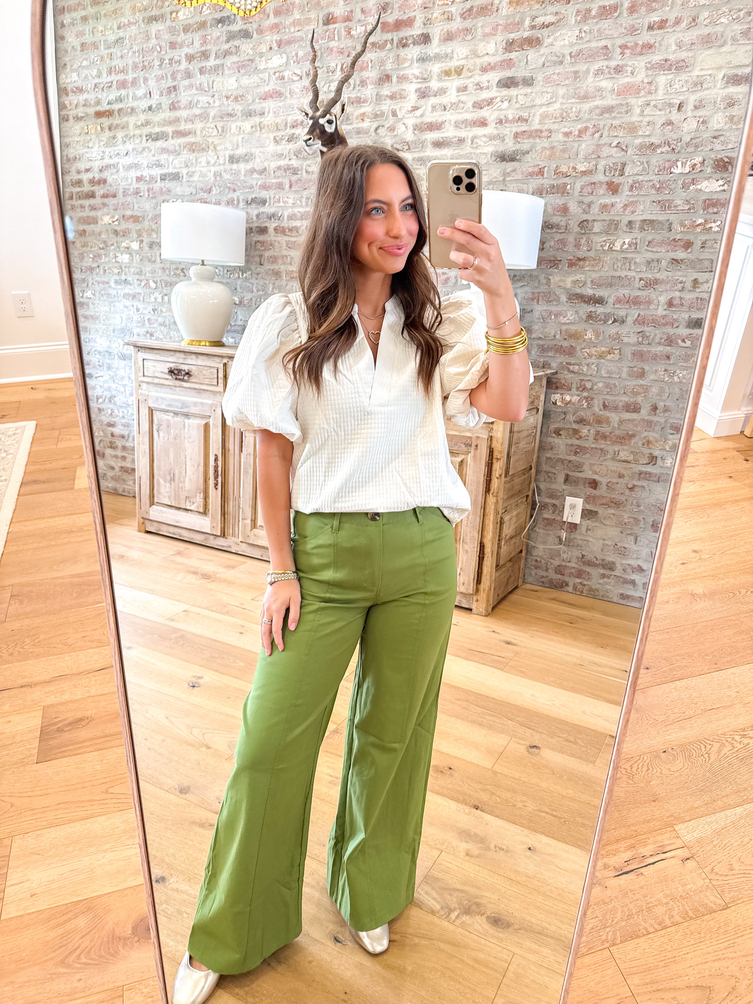 The Hadley Puff Sleeve Top Off White