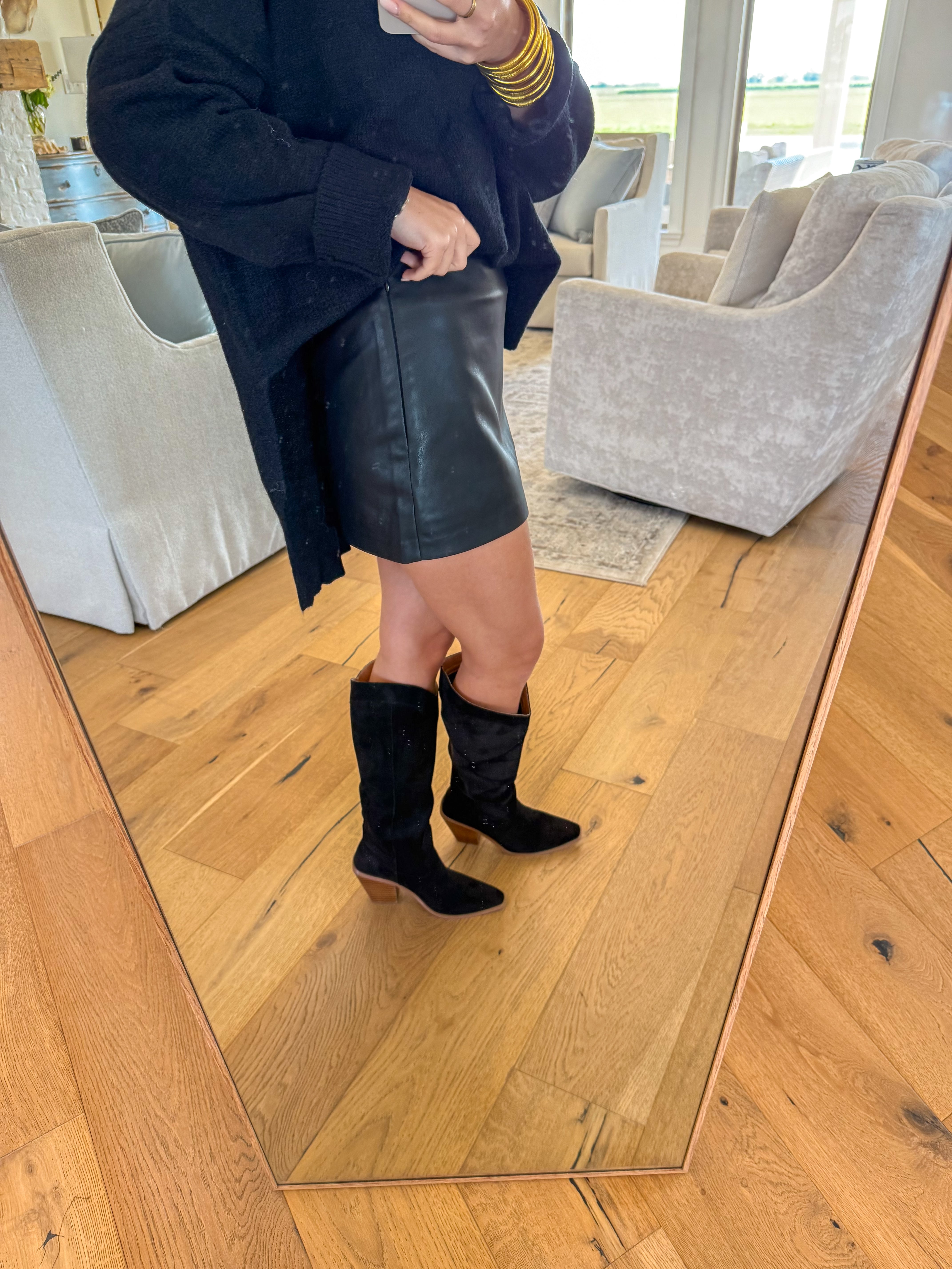 Harper Black Faux Leather Skort