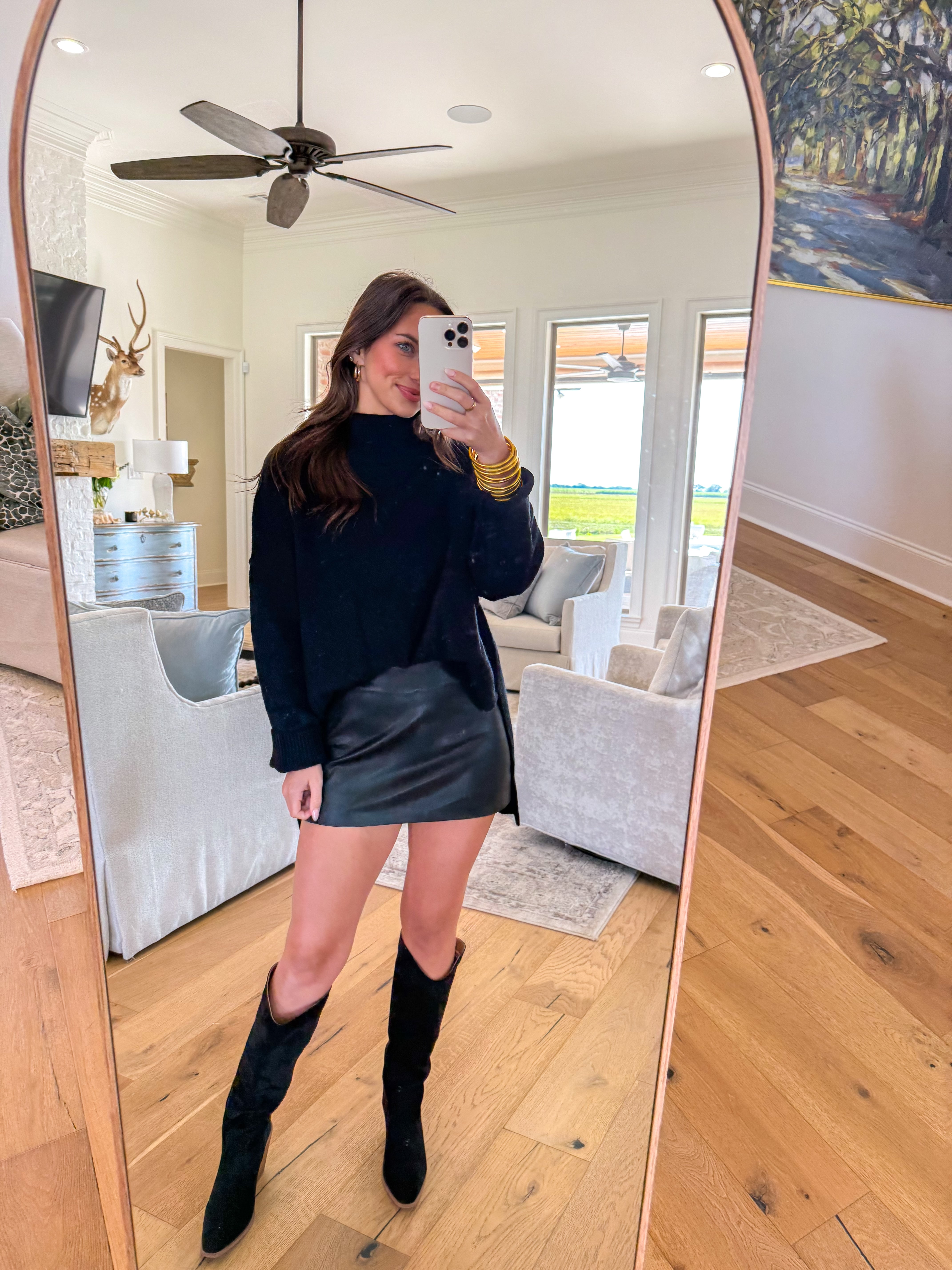 Harper Black Faux Leather Skort