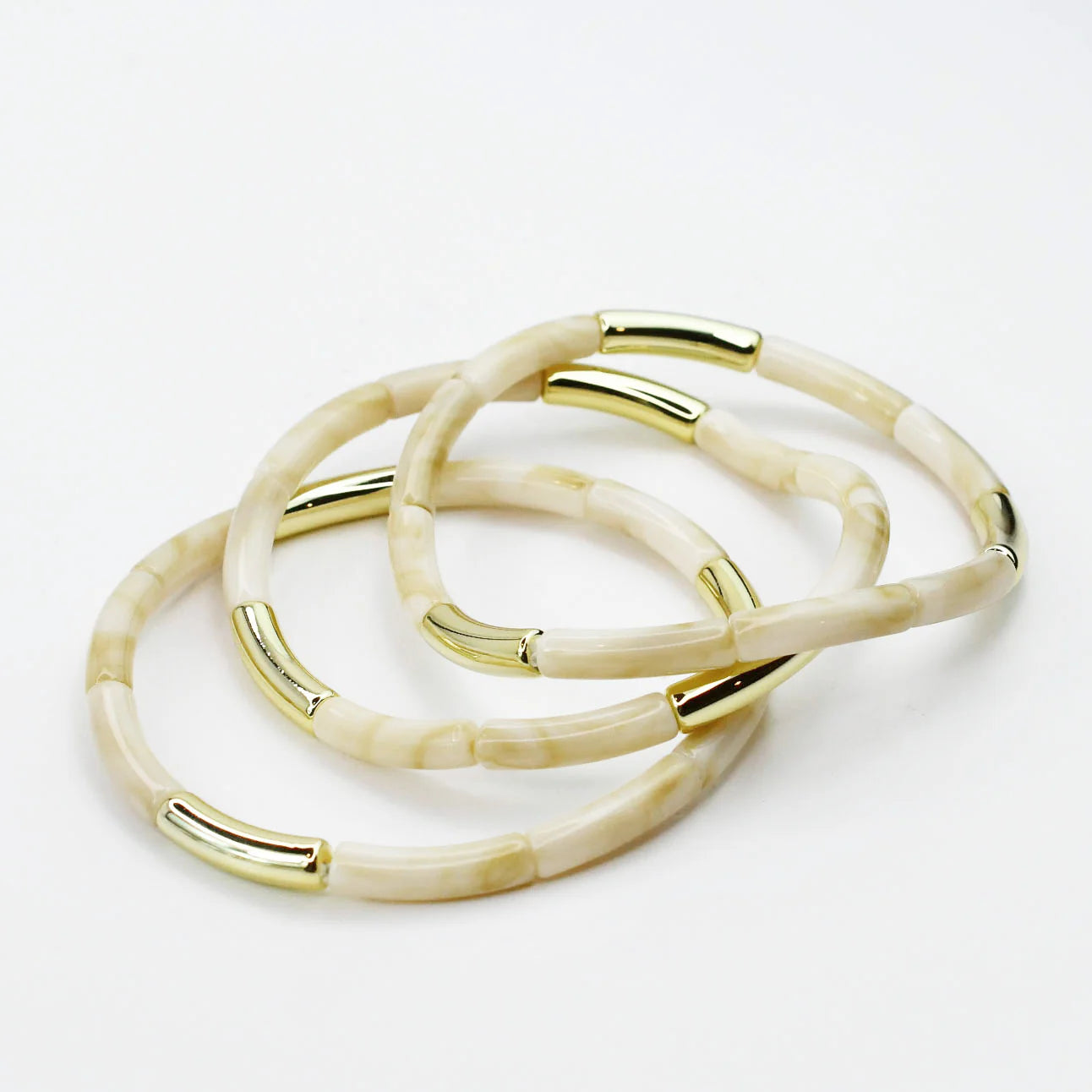Dainty Glam Stretch Bracelet Set - White