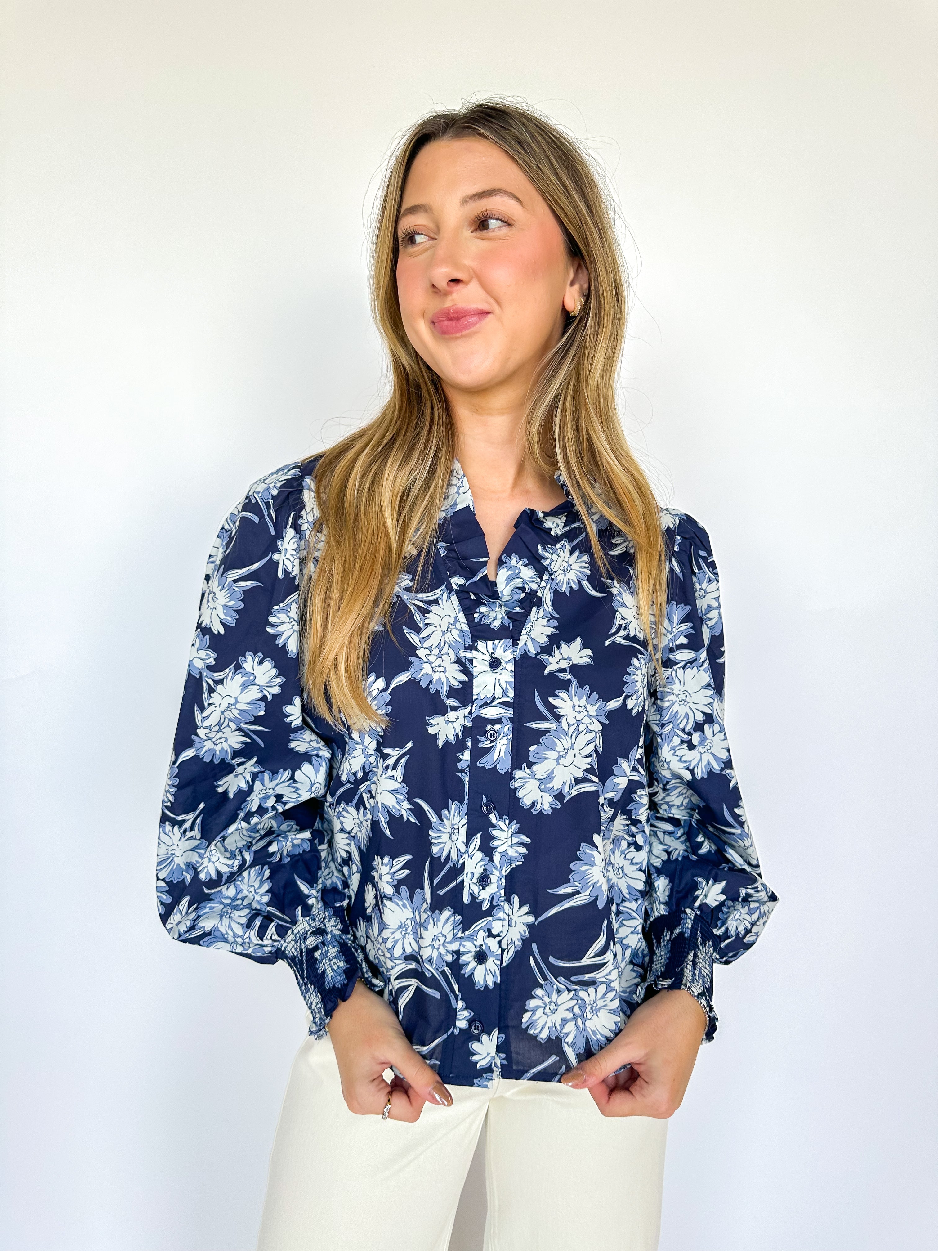 Radiant Horizons Navy Blouse