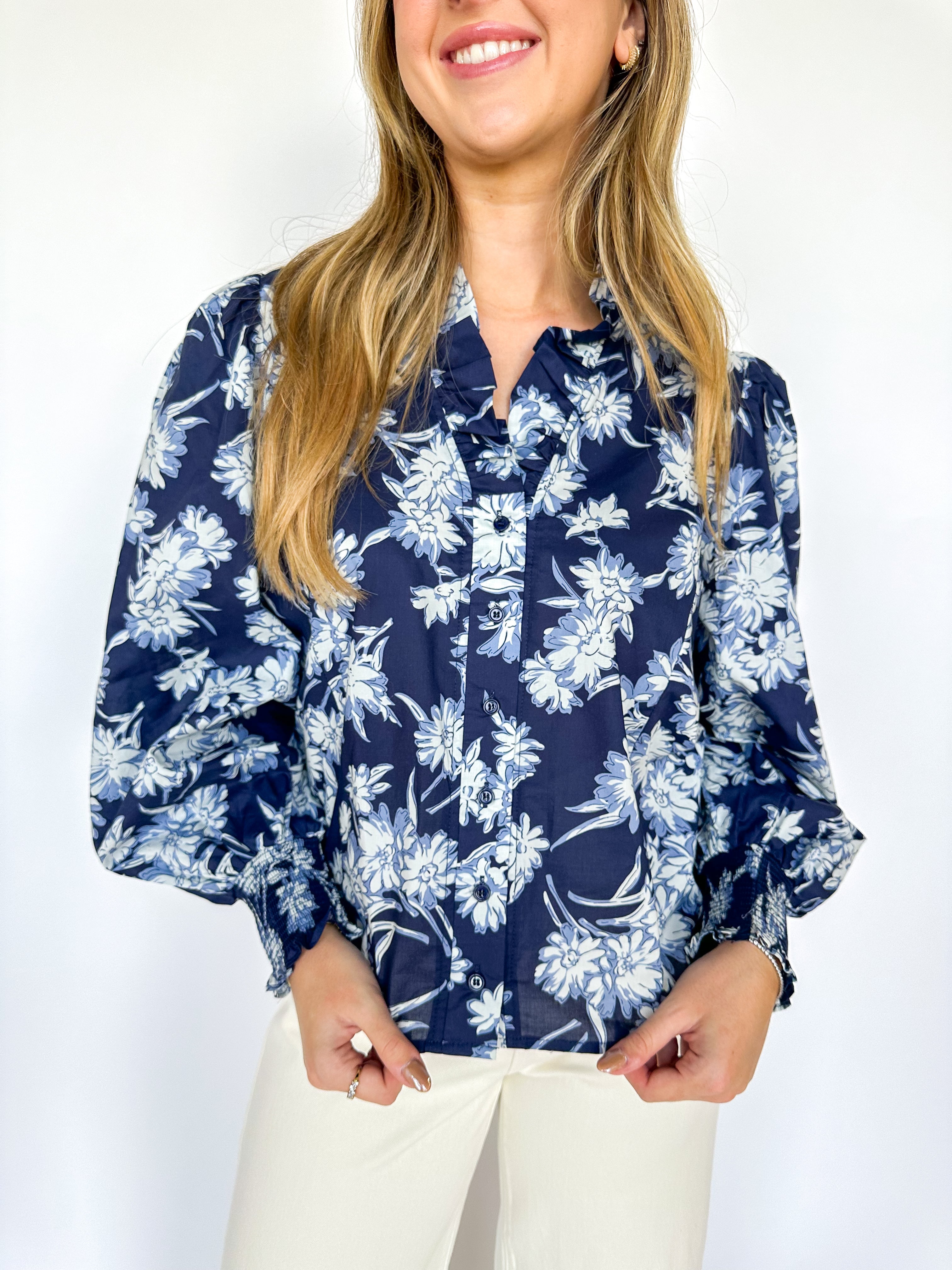 Radiant Horizons Navy Blouse