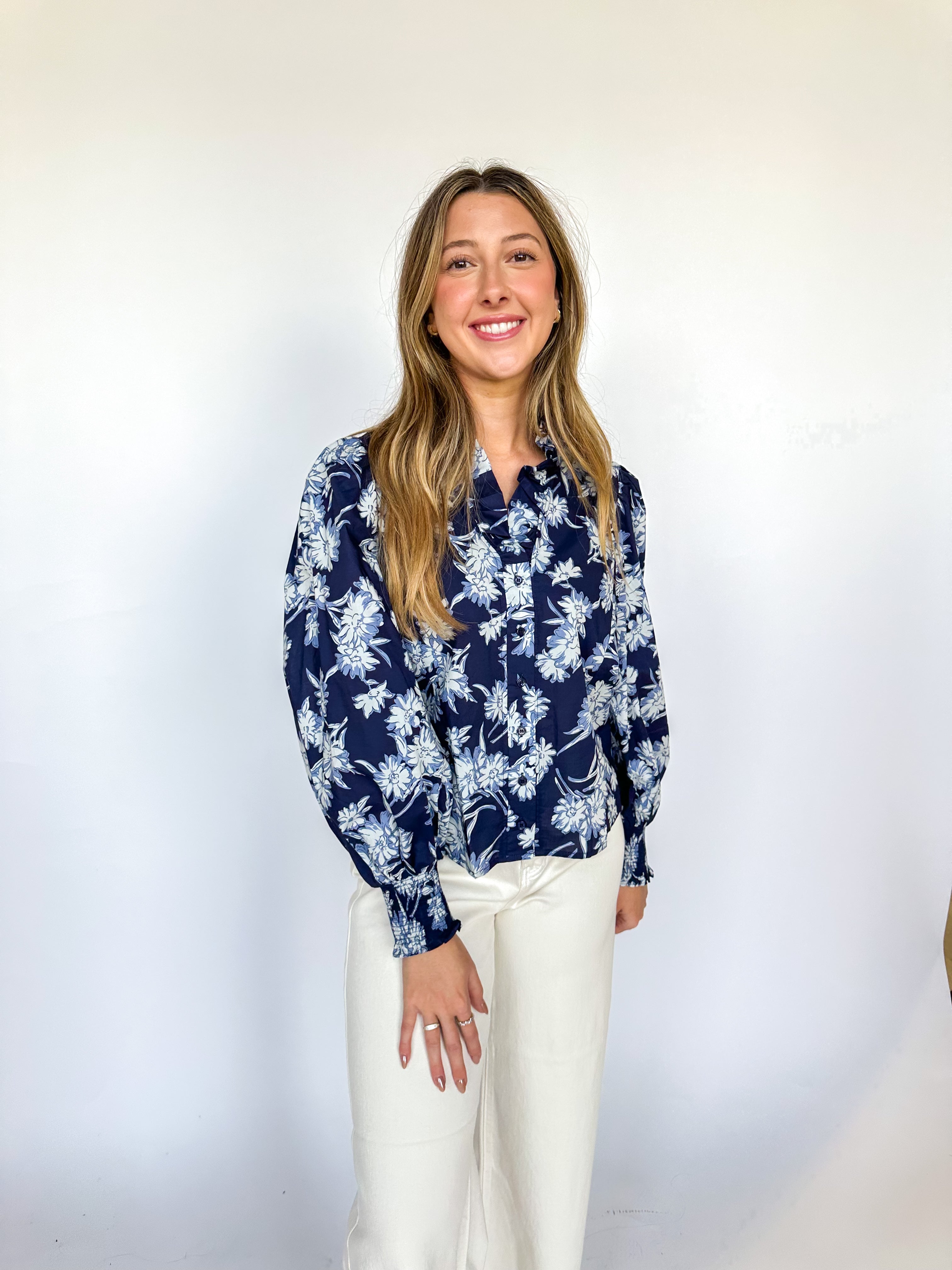 Radiant Horizons Navy Blouse