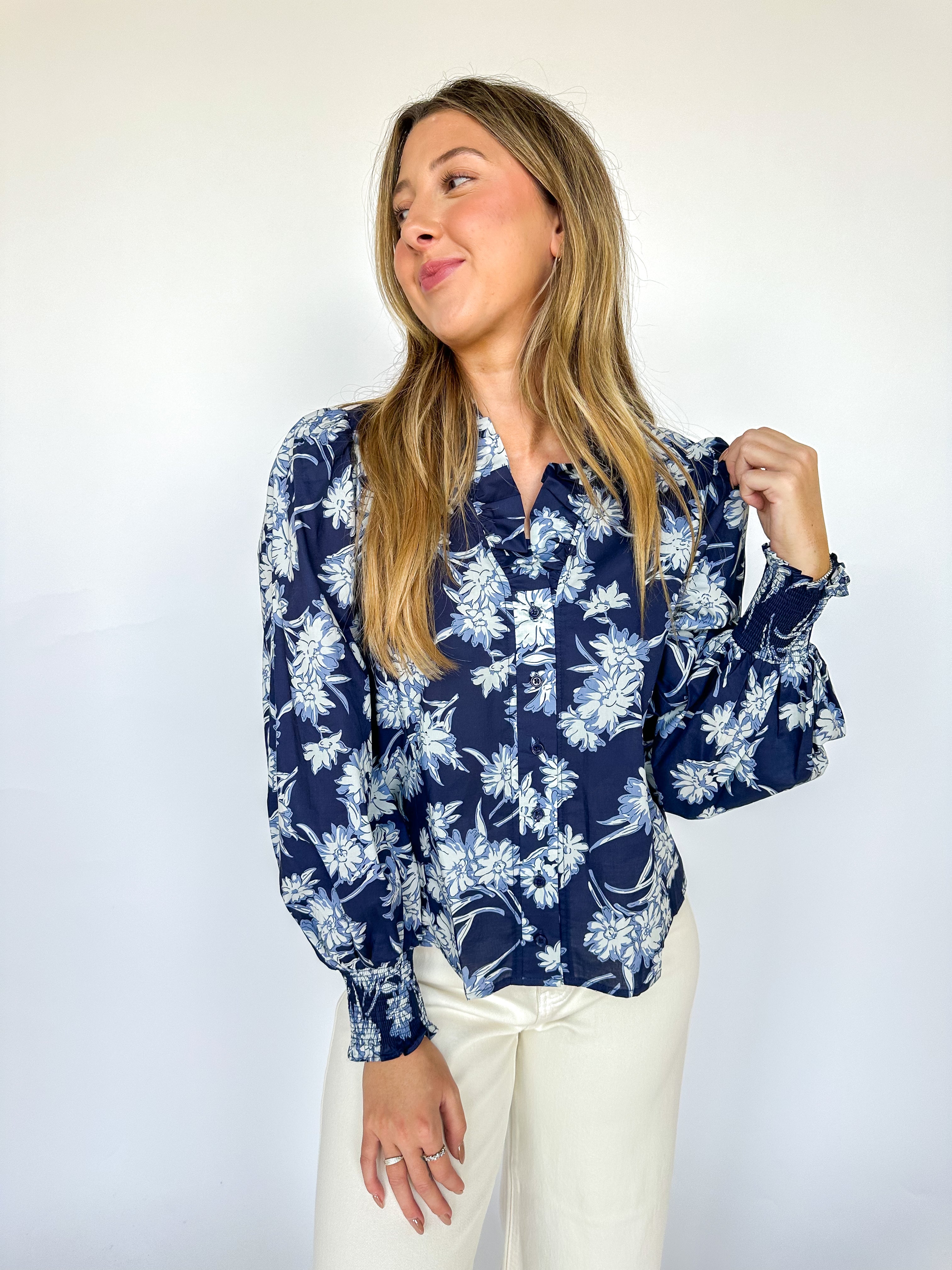 Radiant Horizons Navy Blouse