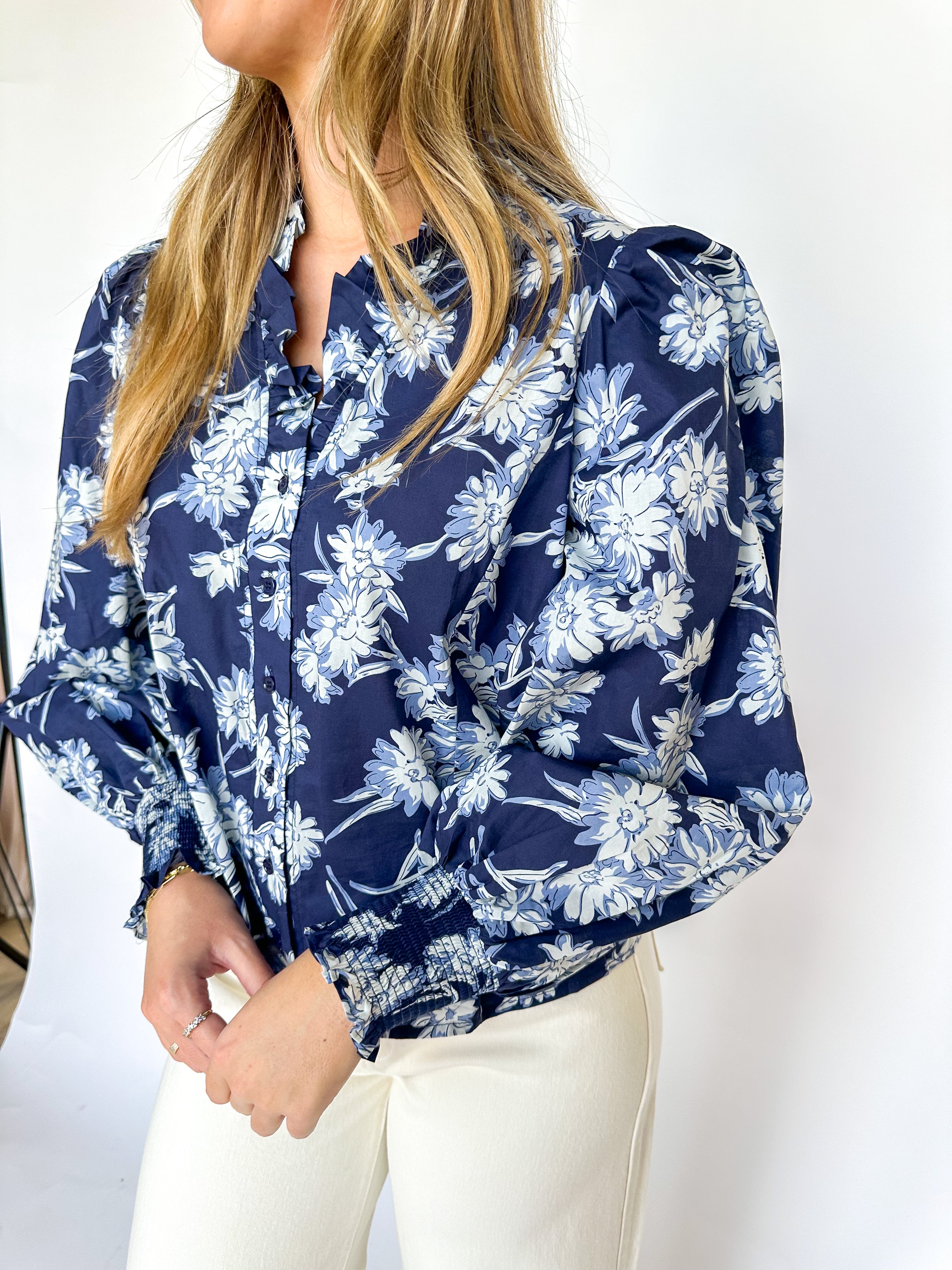 Radiant Horizons Navy Blouse