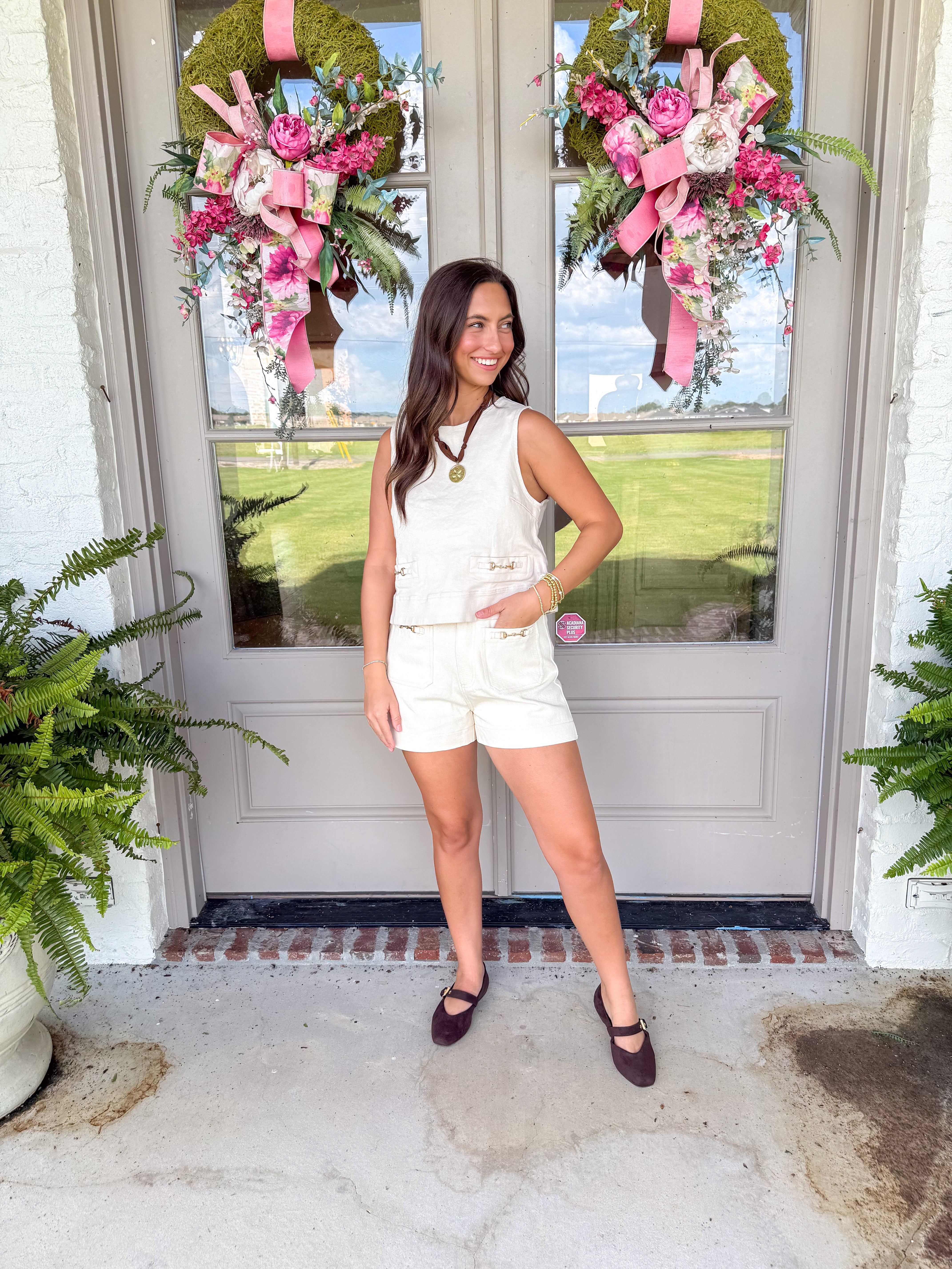 Ecru Saddle Up Shorts