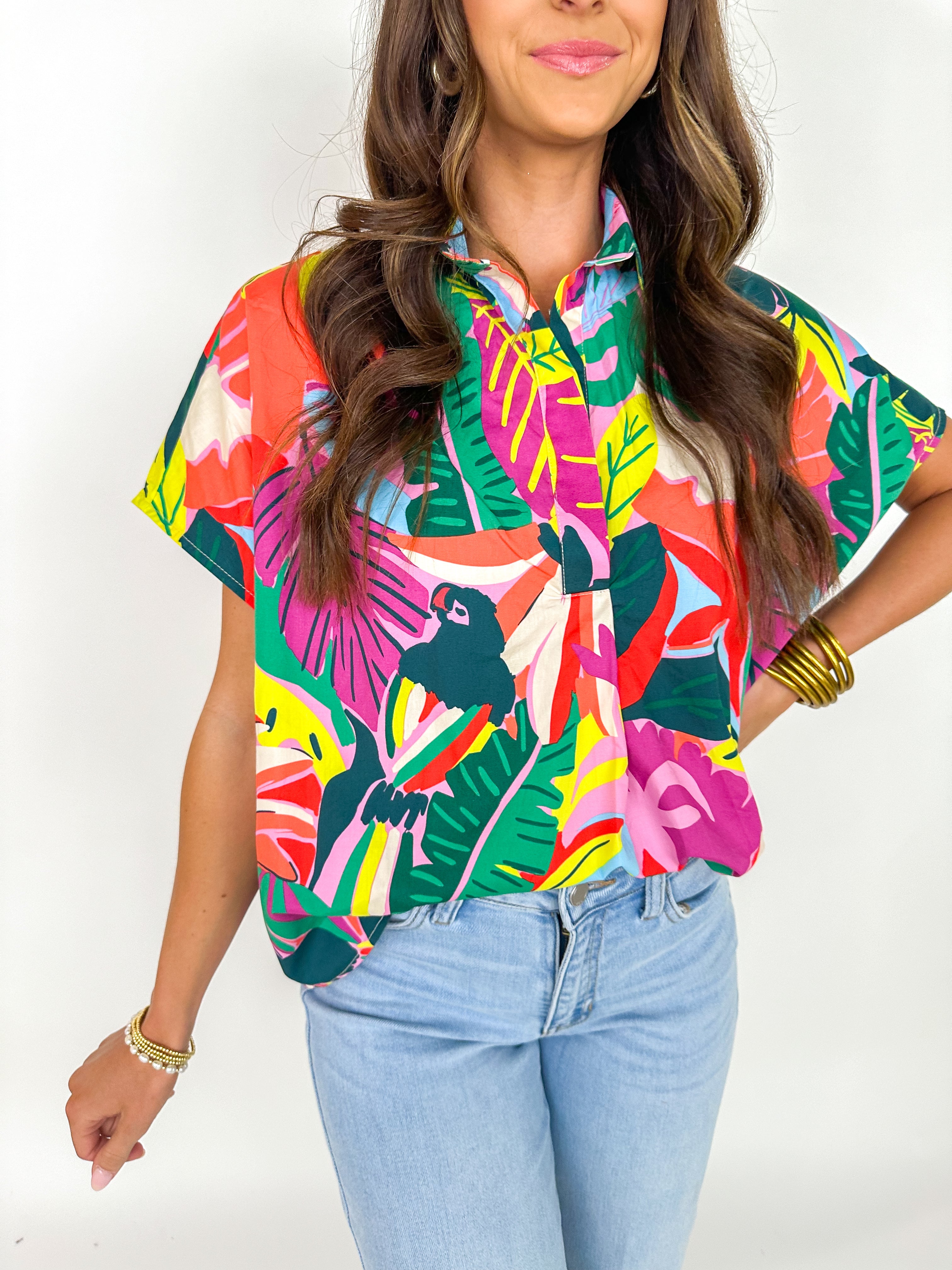 Birds Of Paradise Poplin Top