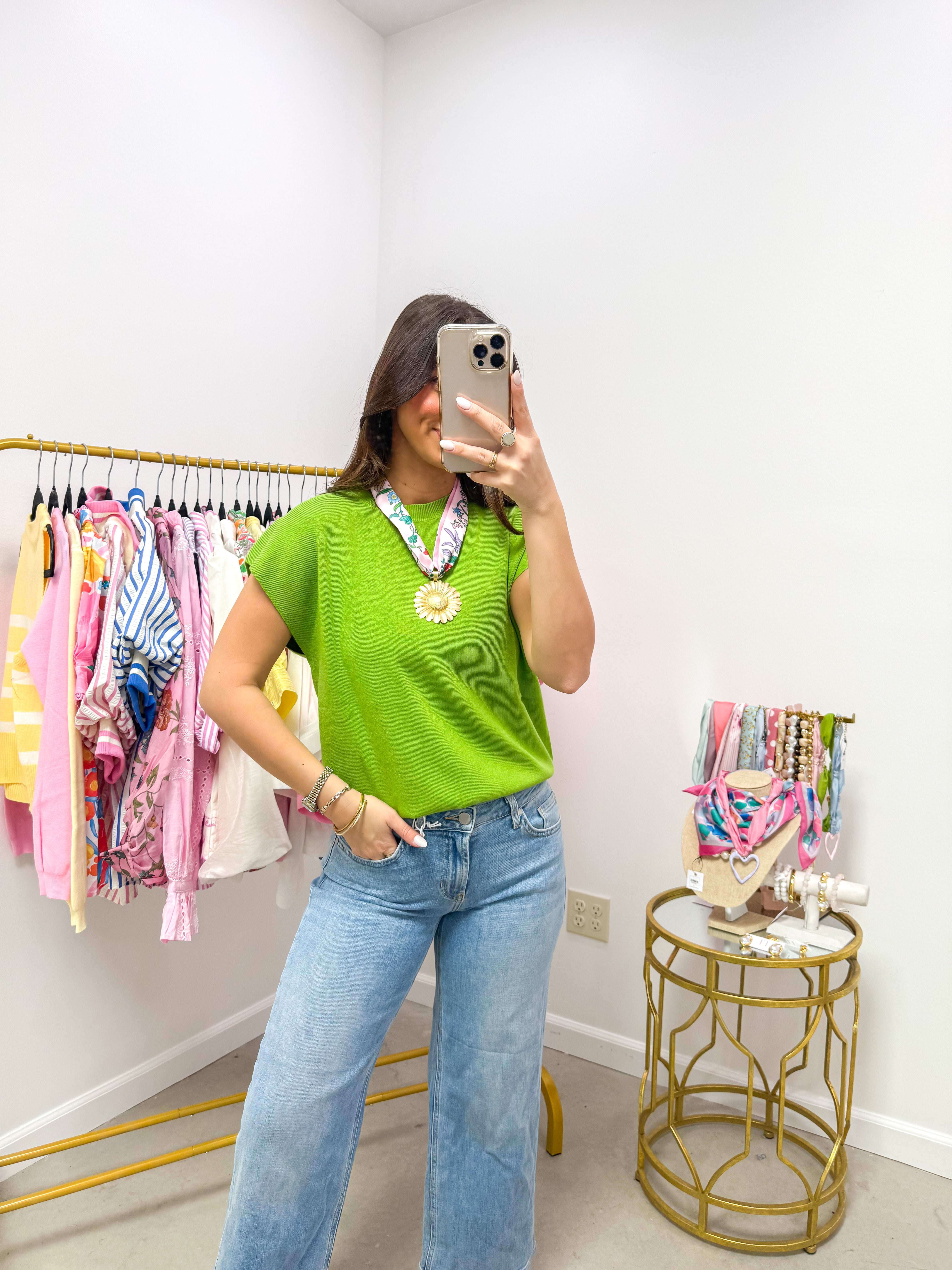 Fresh Start Knit Tank Lime