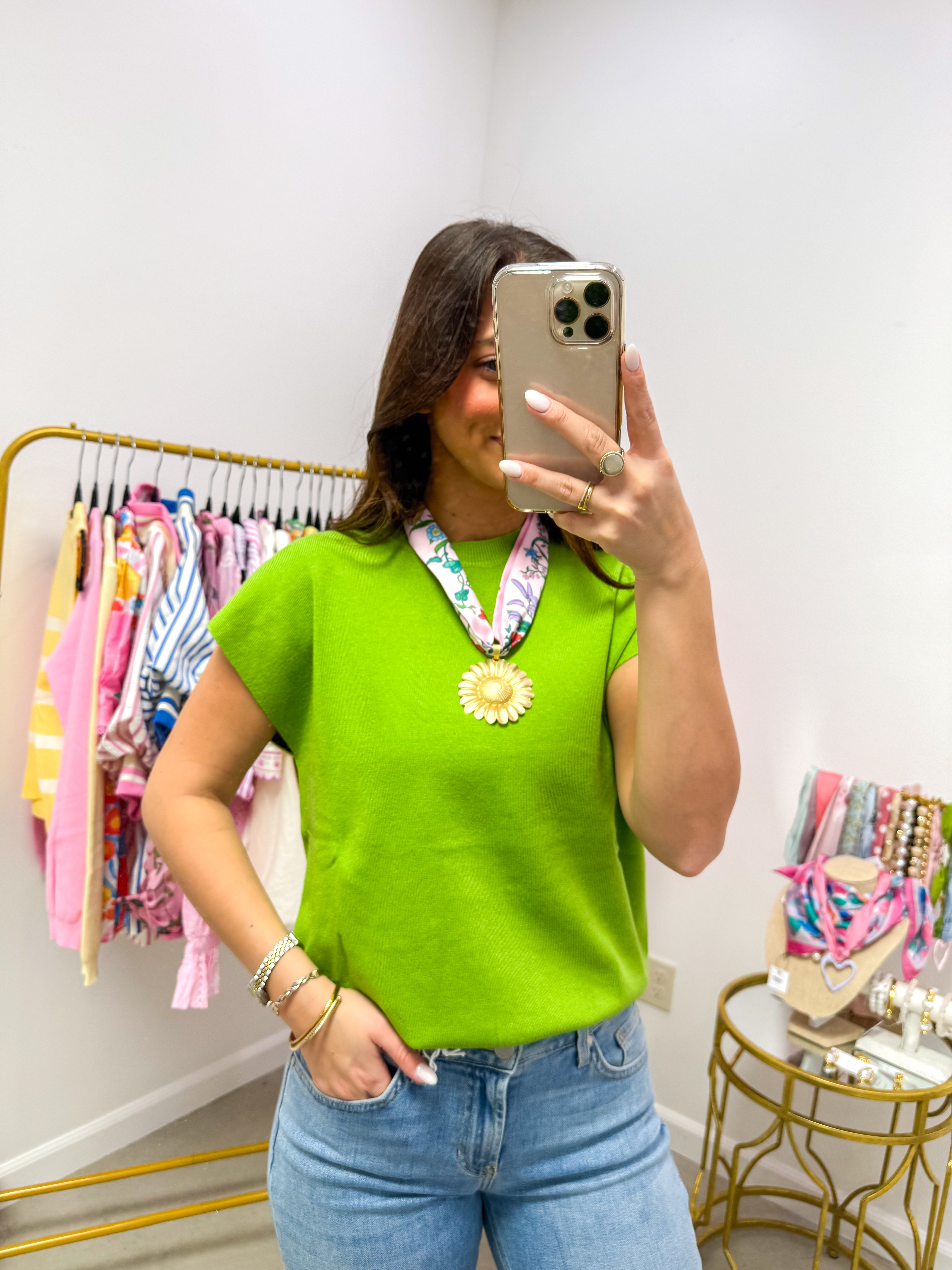 Fresh Start Knit Tank Lime