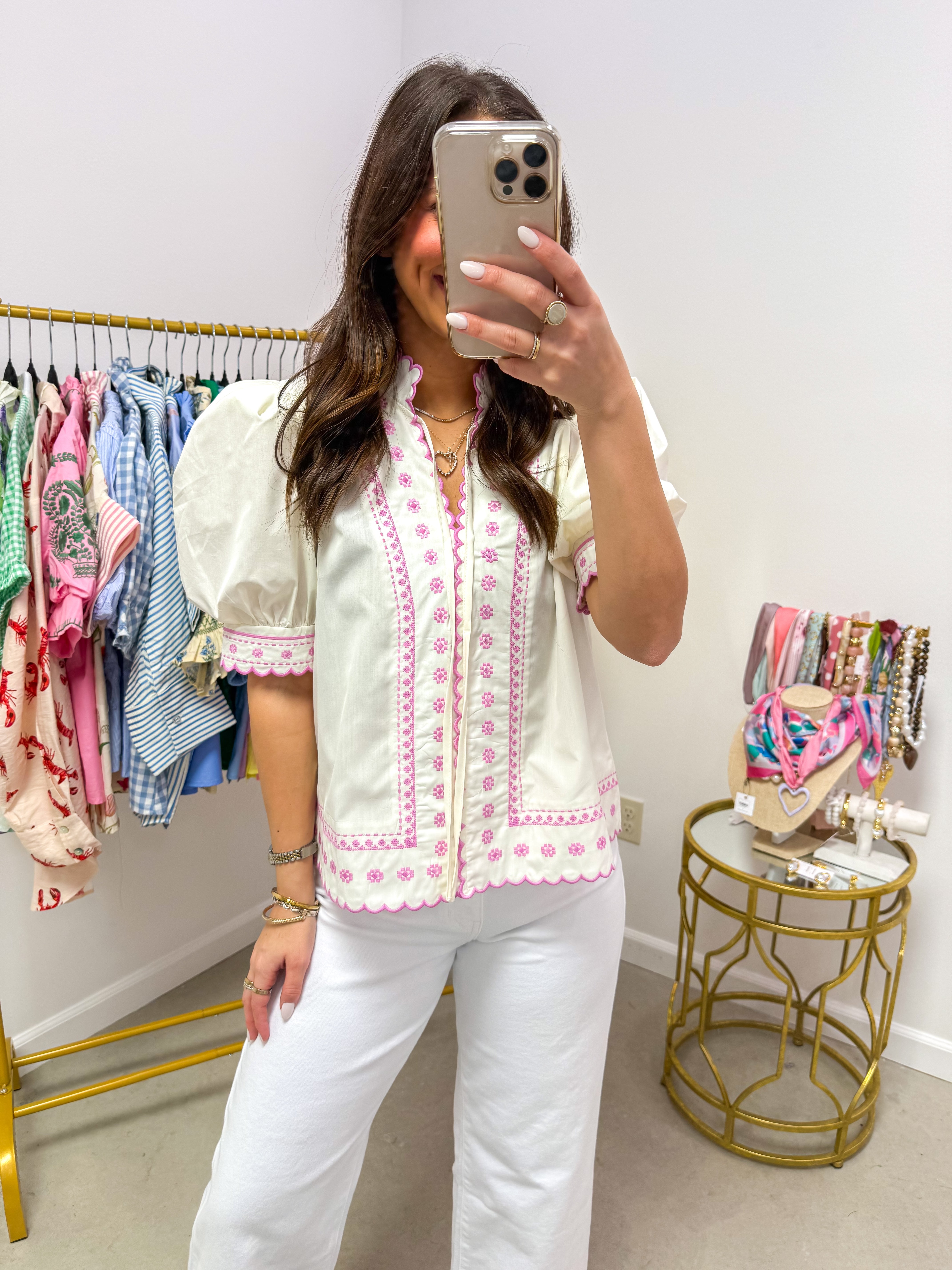 Lyla Lilac Embroidered Blouse