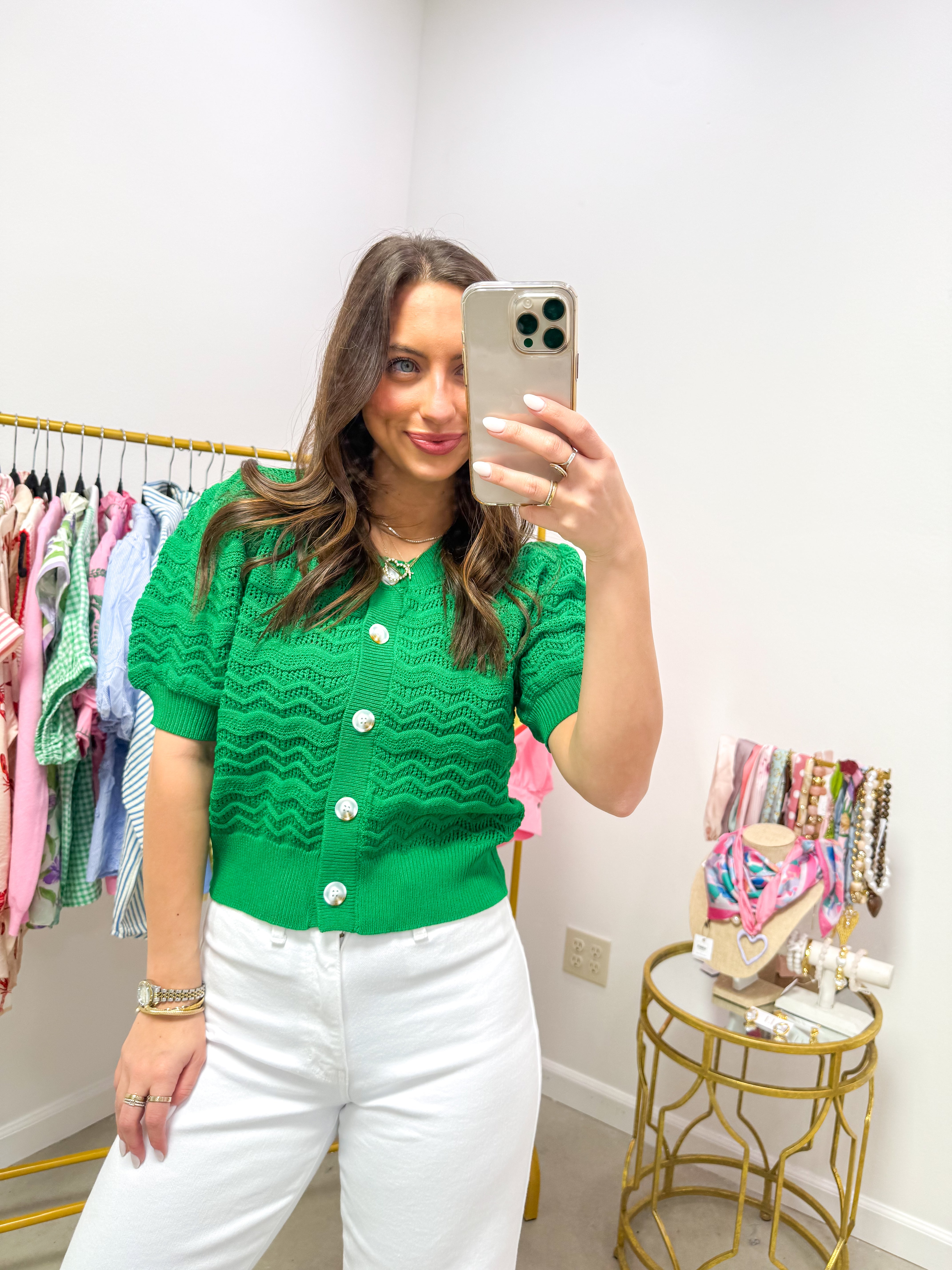 Emerald Dreams Cropped Cardigan