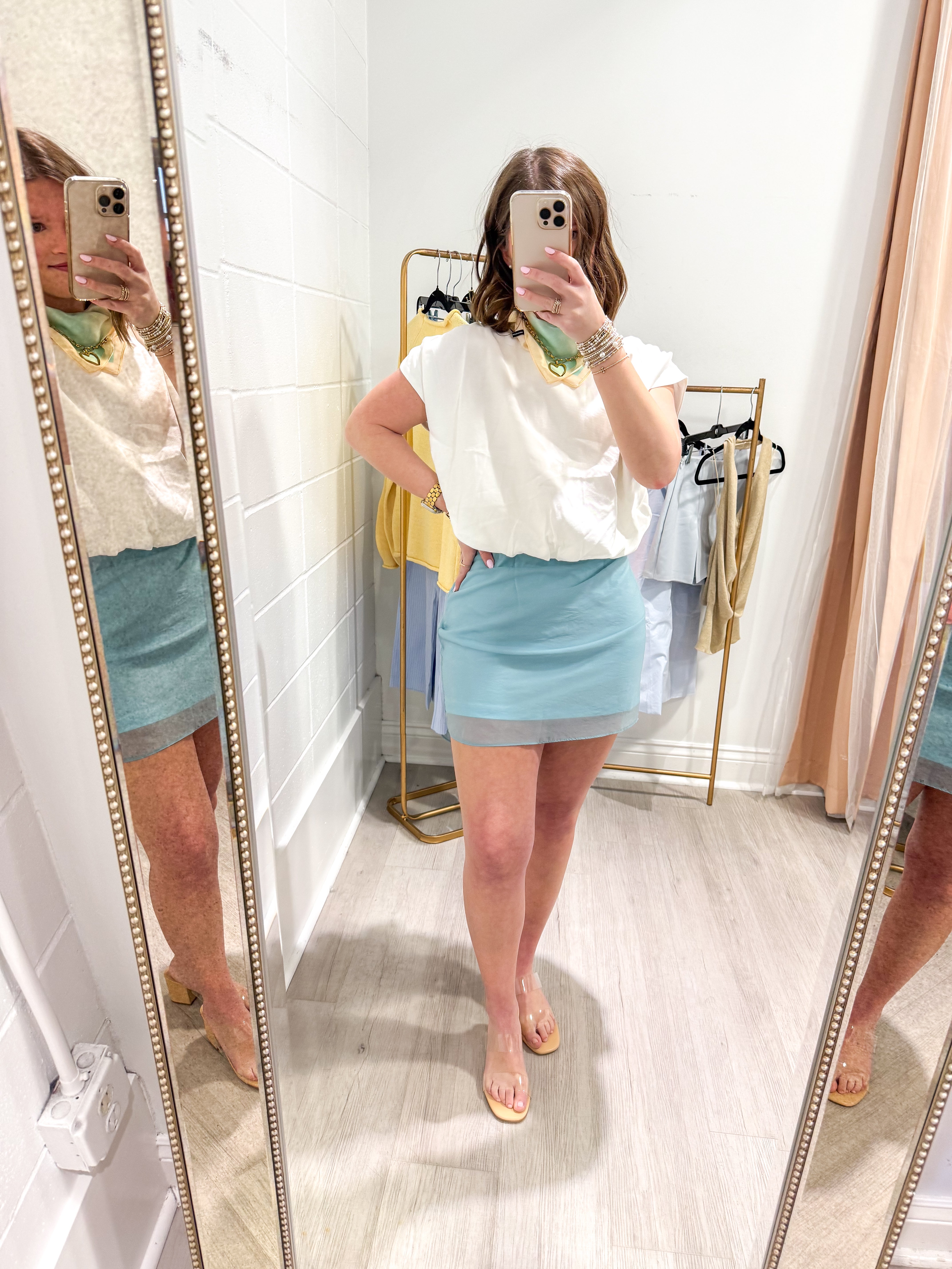 Zeah Blue Organza Mini Skirt