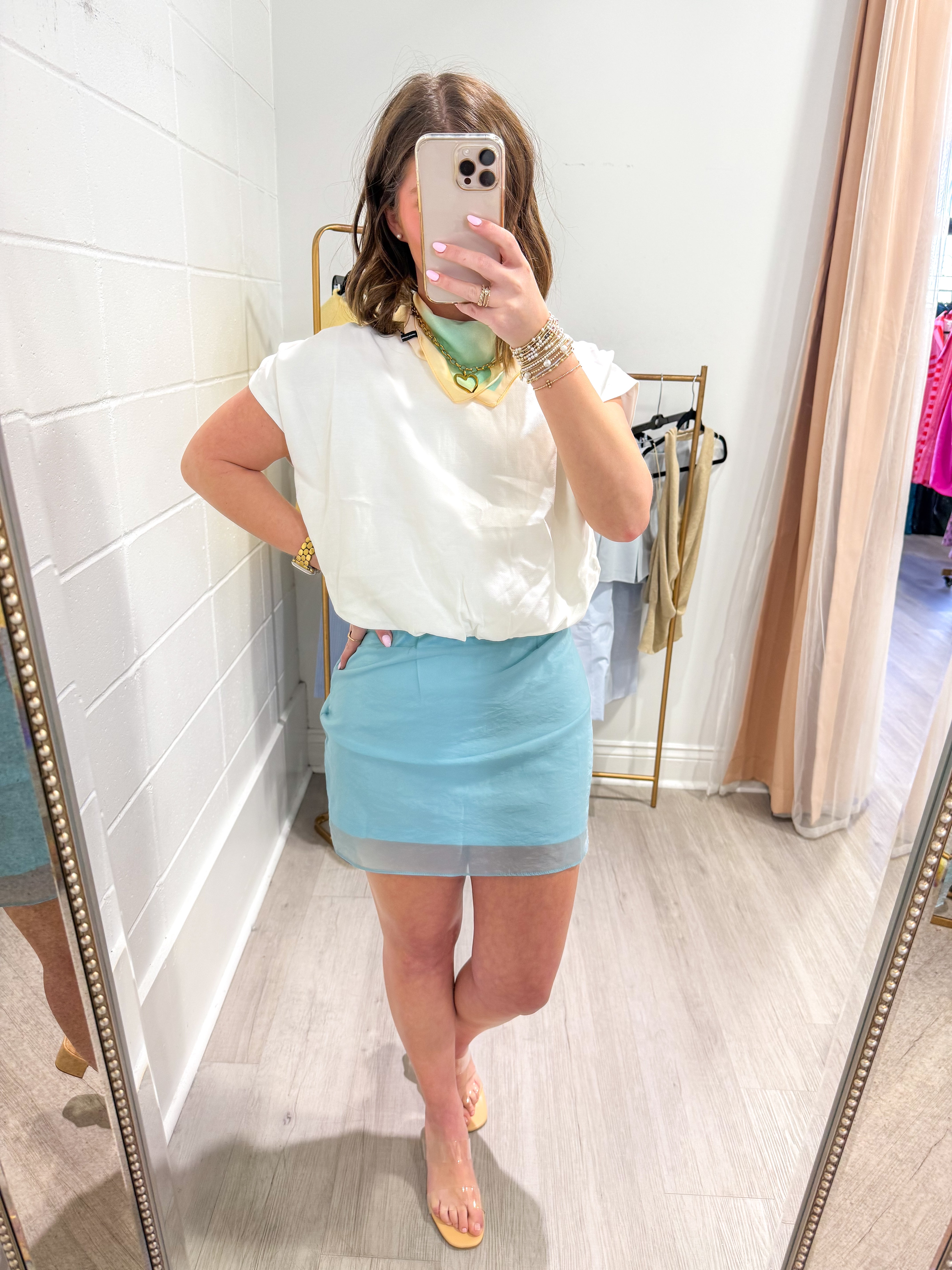 Zeah Blue Organza Mini Skirt