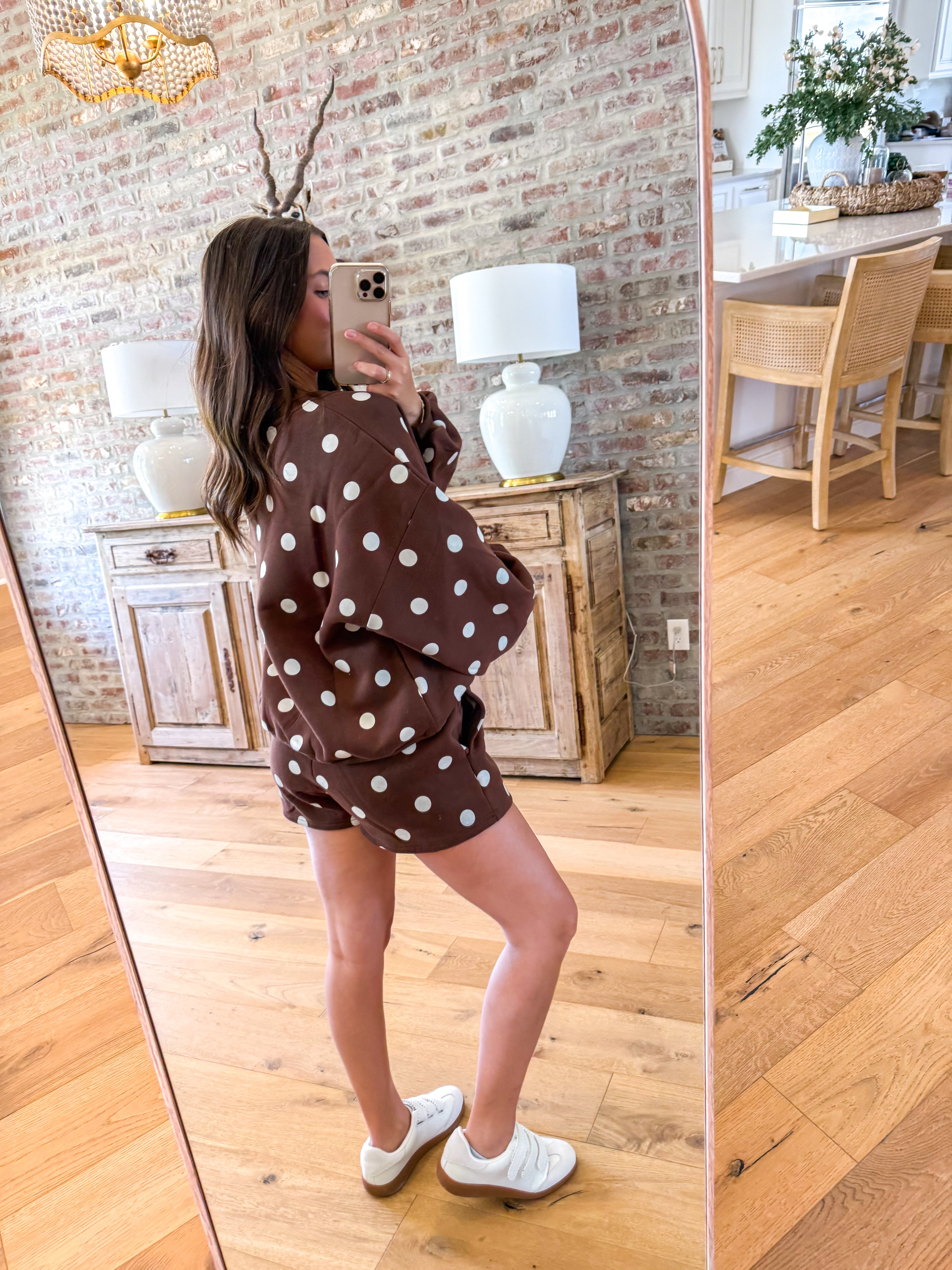 Buttery Polka Dot Lounge Set Chcoolate/Cream