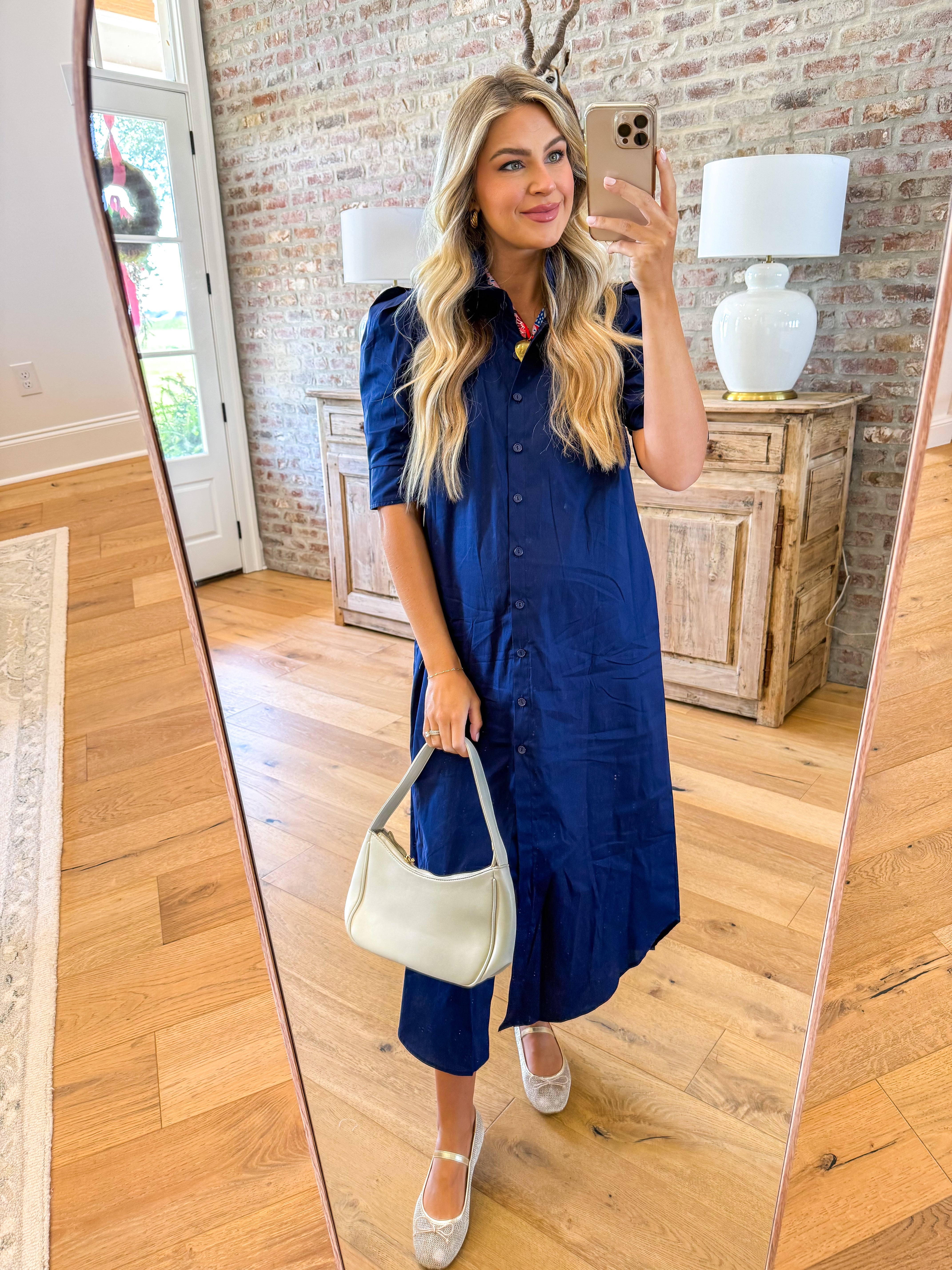 The Nina Midi Shirt Dress Navy