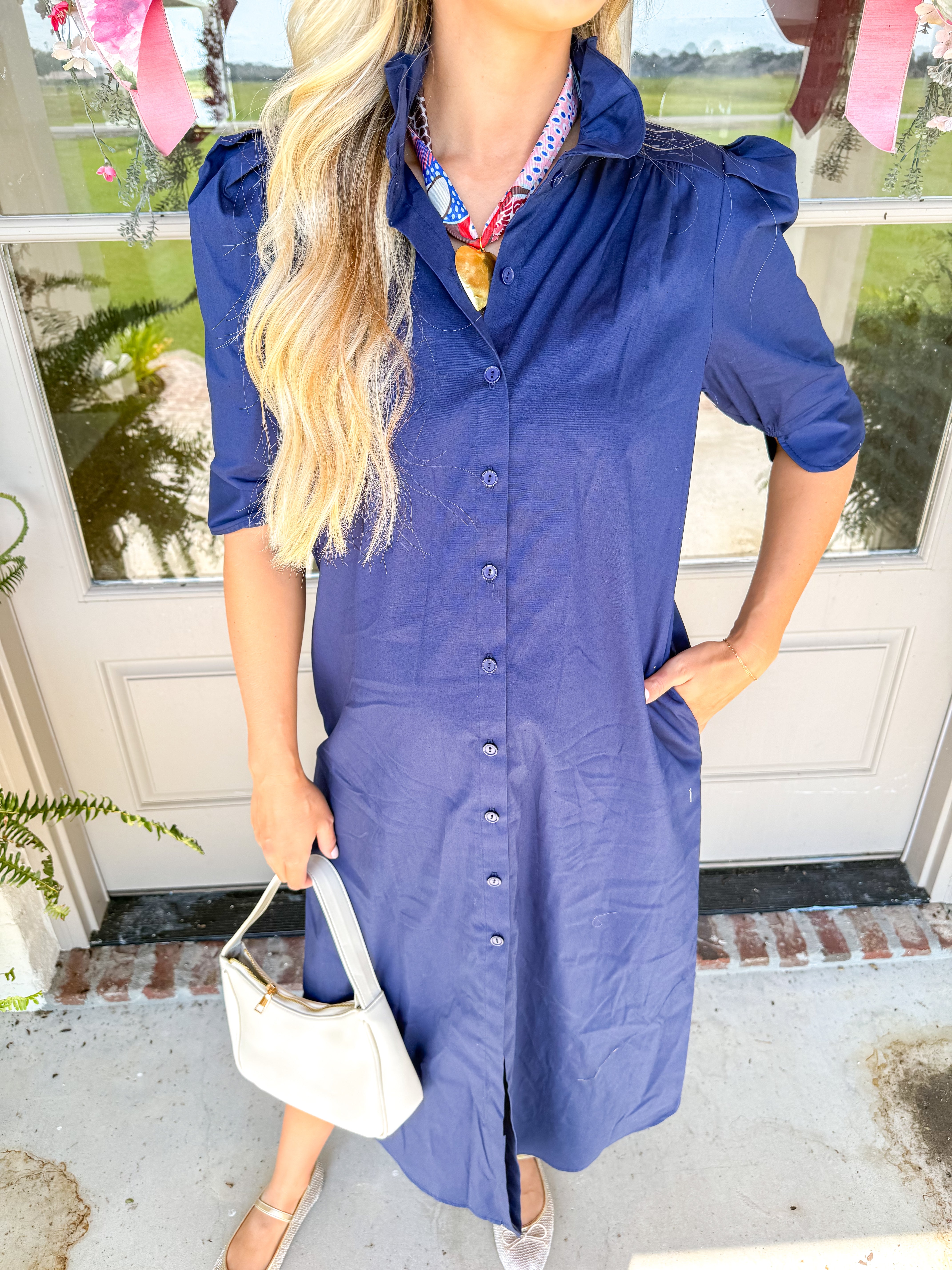 The Nina Midi Shirt Dress Navy