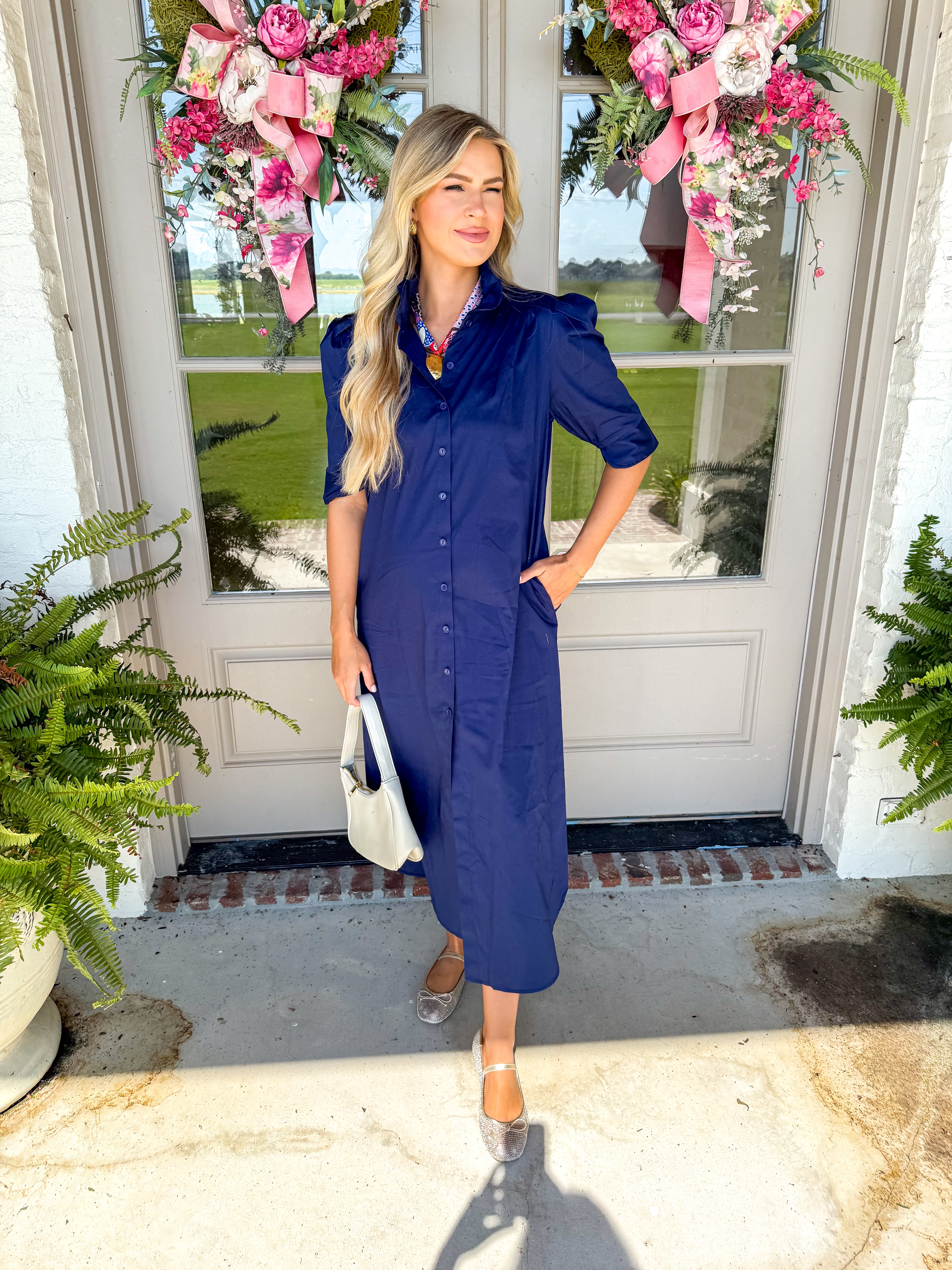 The Nina Midi Shirt Dress Navy