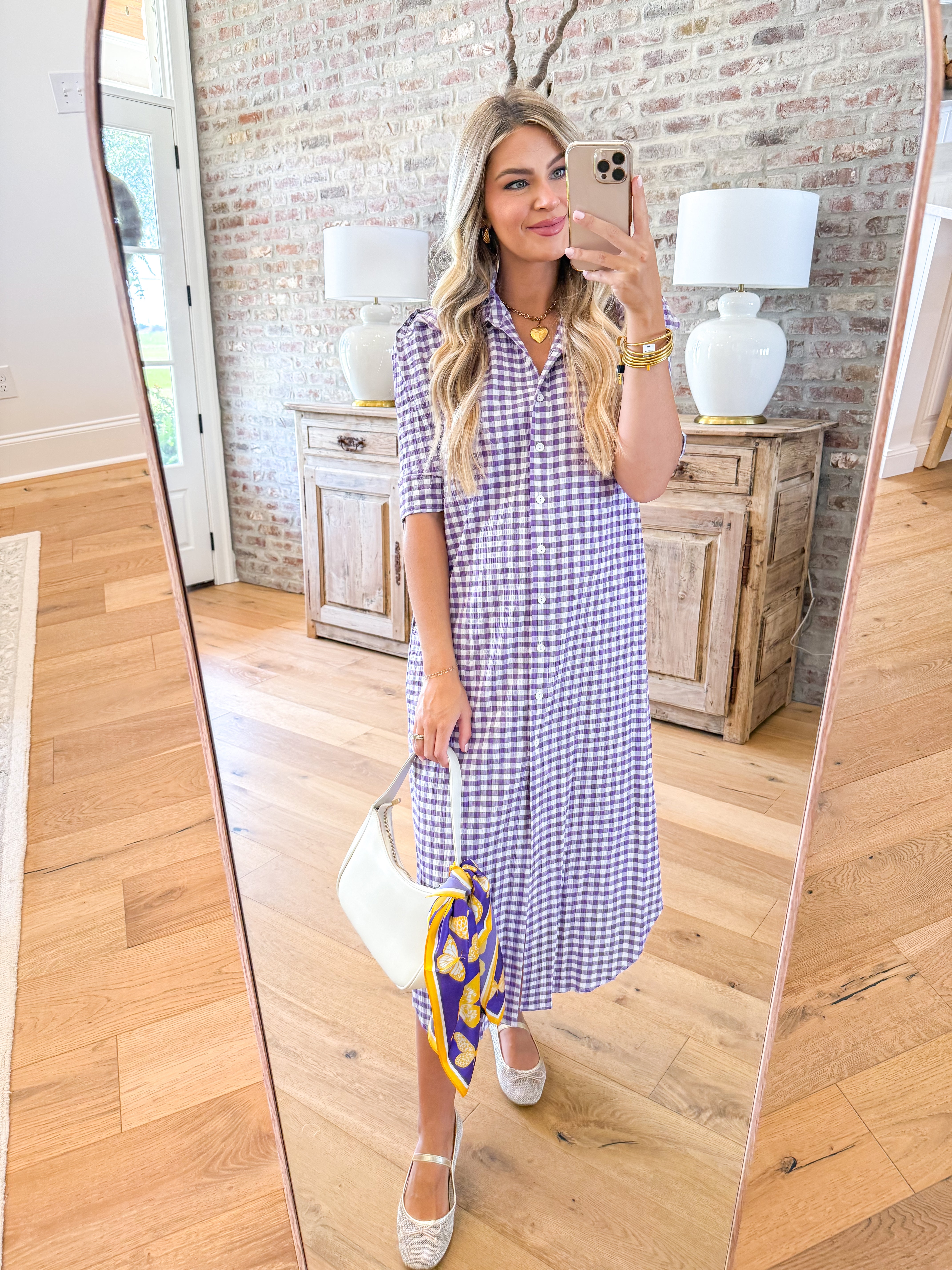 The Nina Midi Shirt Dress Purple Seersucker