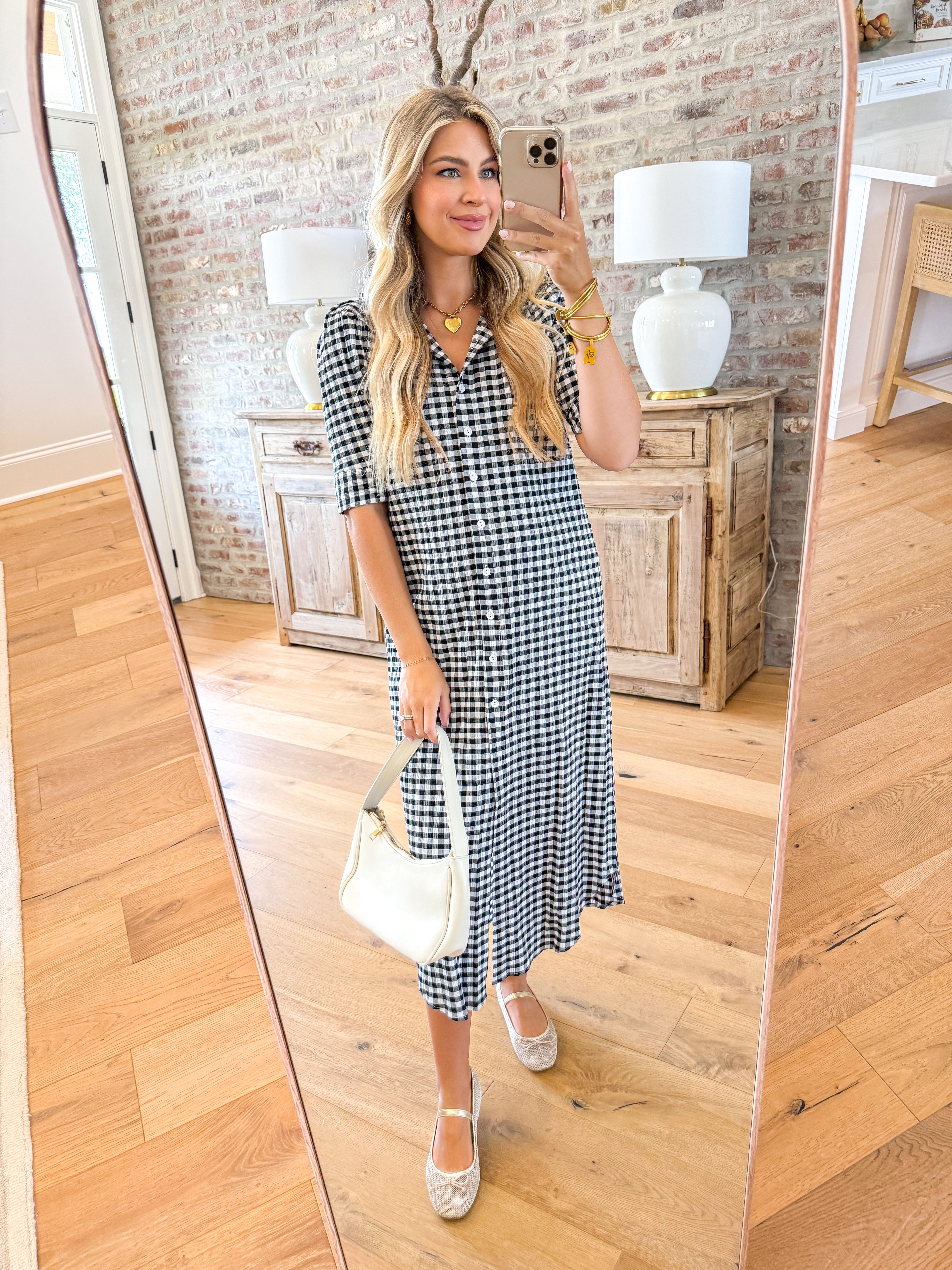 The Nina Midi Shirt Dress Black Seersucker