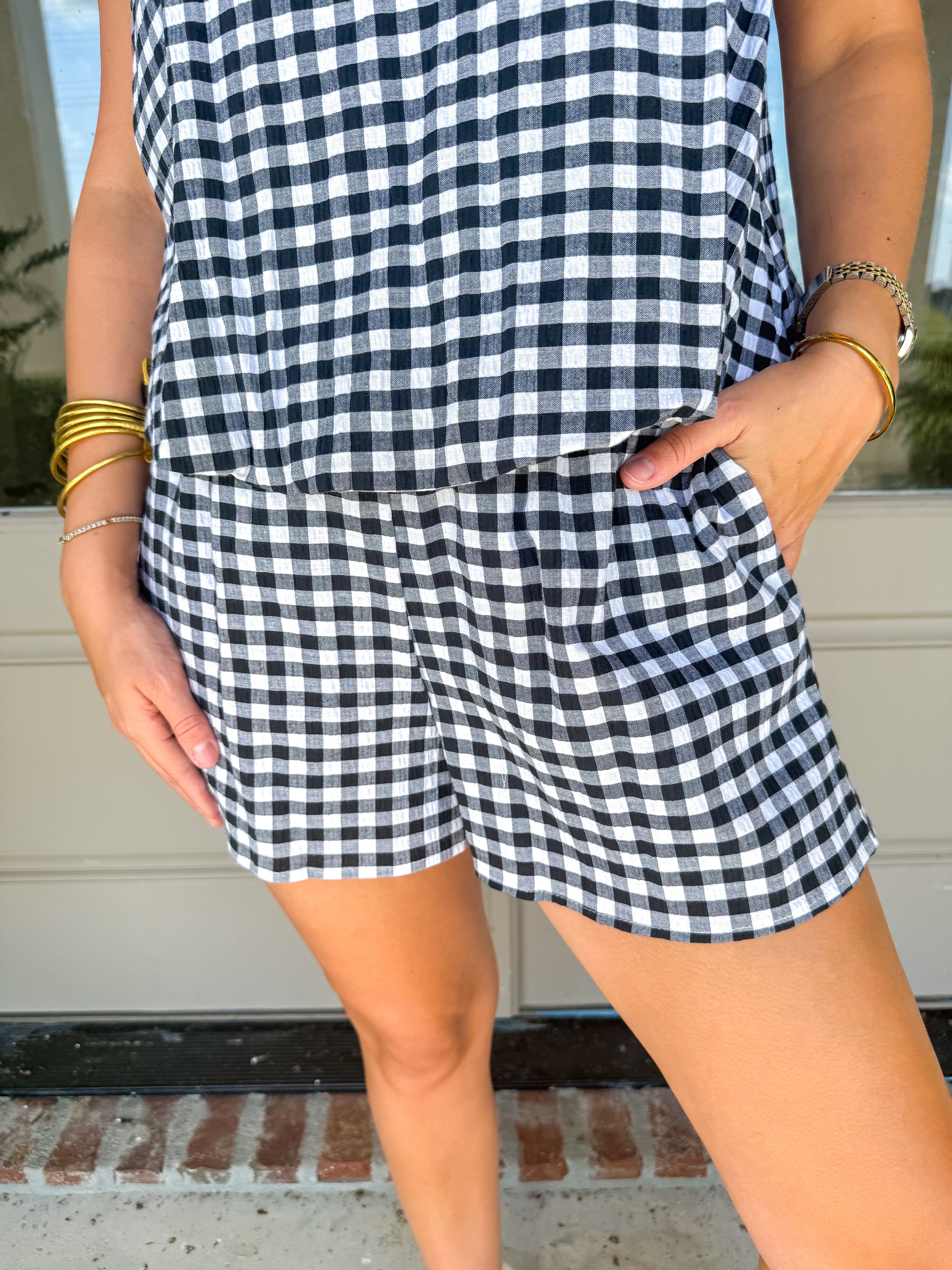 Celeste Short Set Black Seersucker