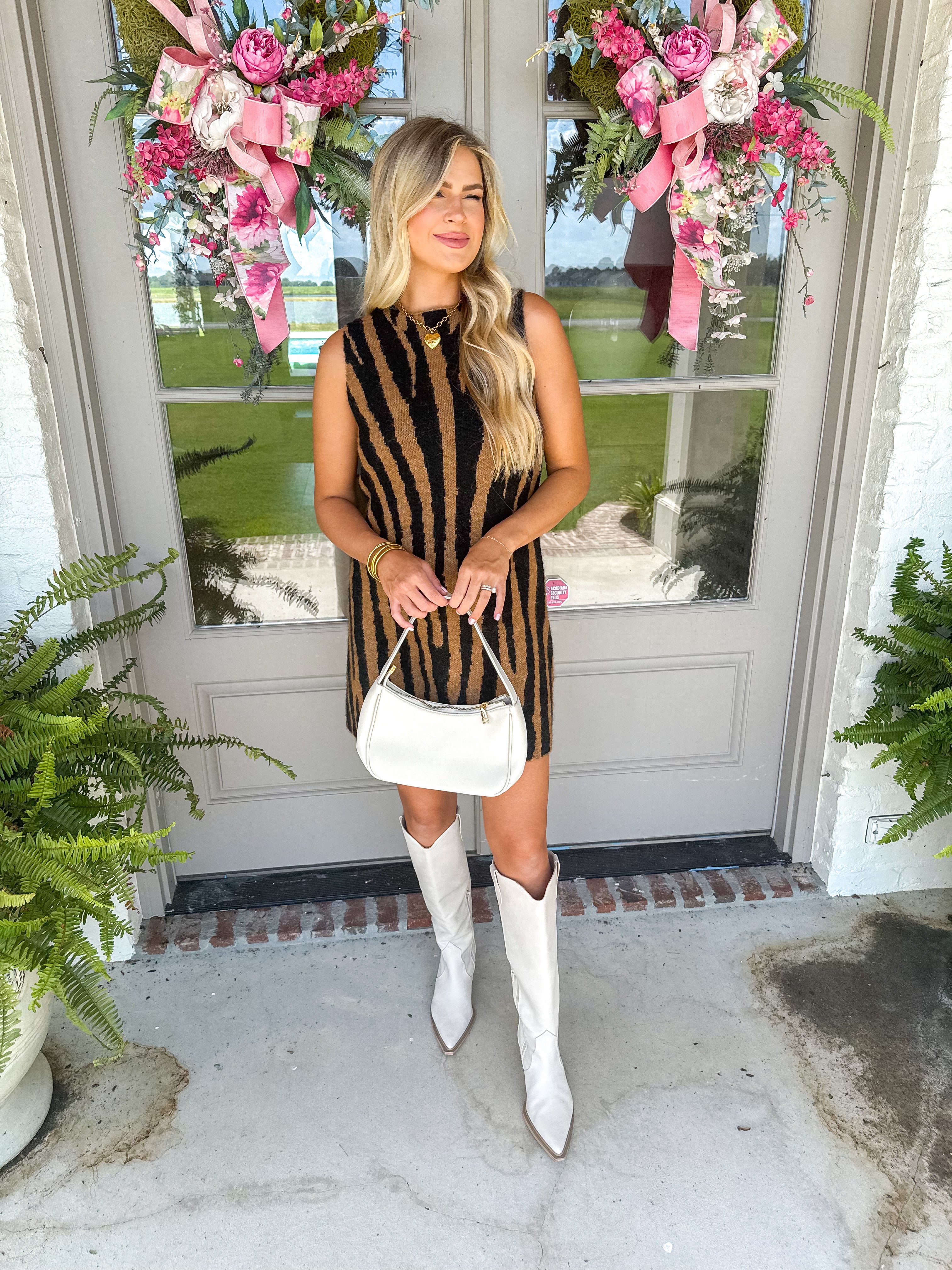 Wild Side Tiger Knit Shift Dress