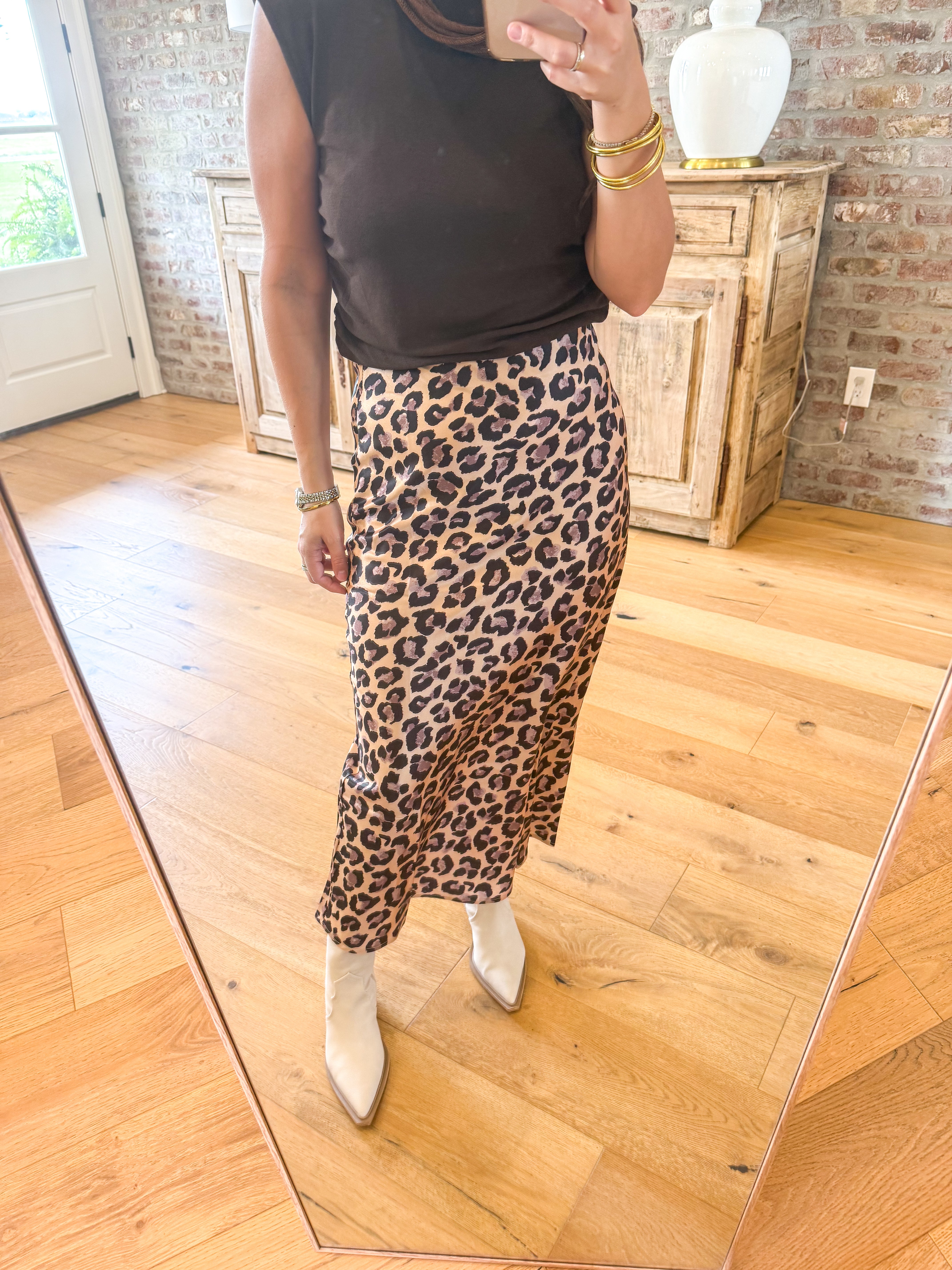 Wild Side Satin Midi Skirt