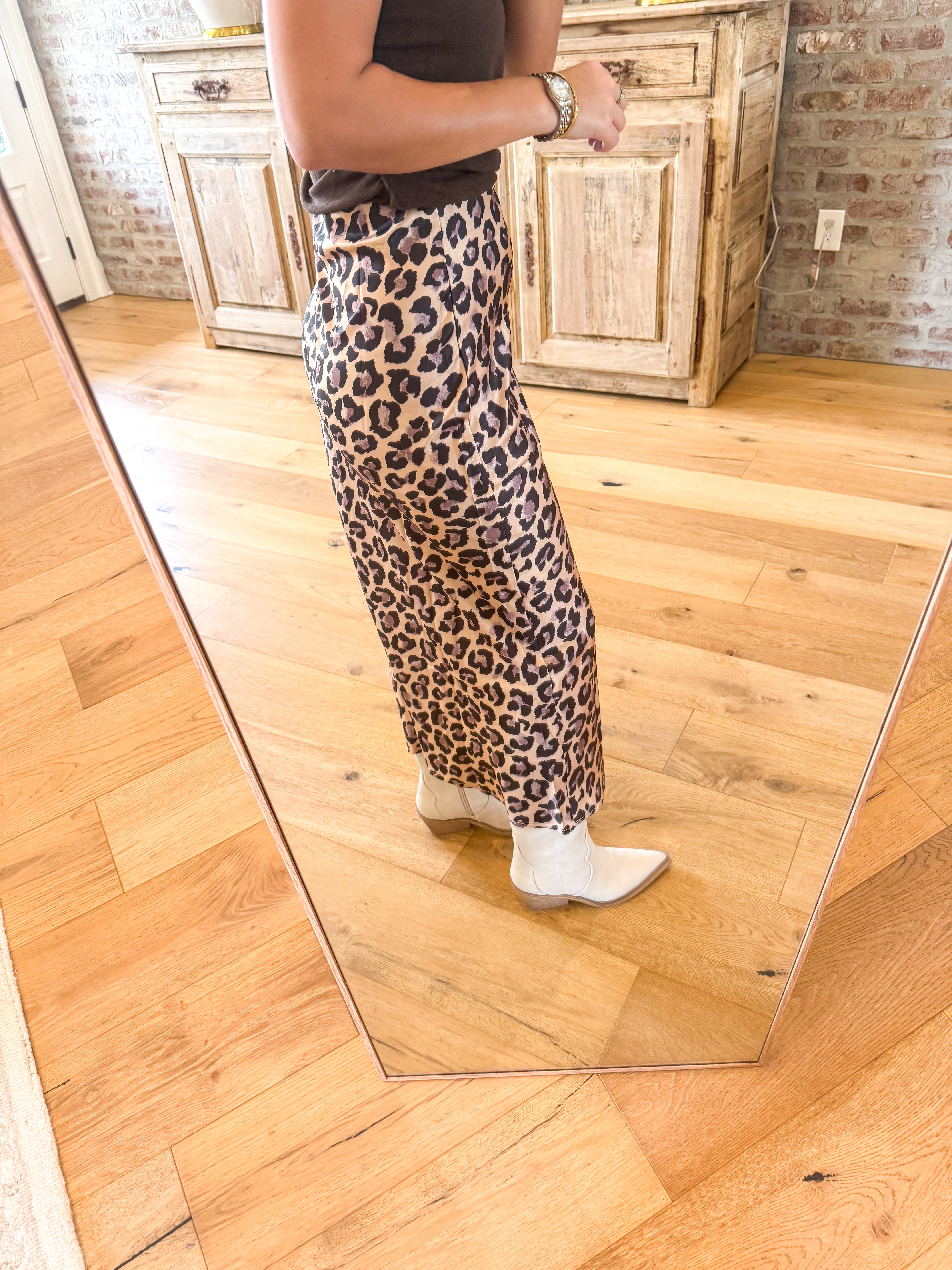 Wild Side Satin Midi Skirt