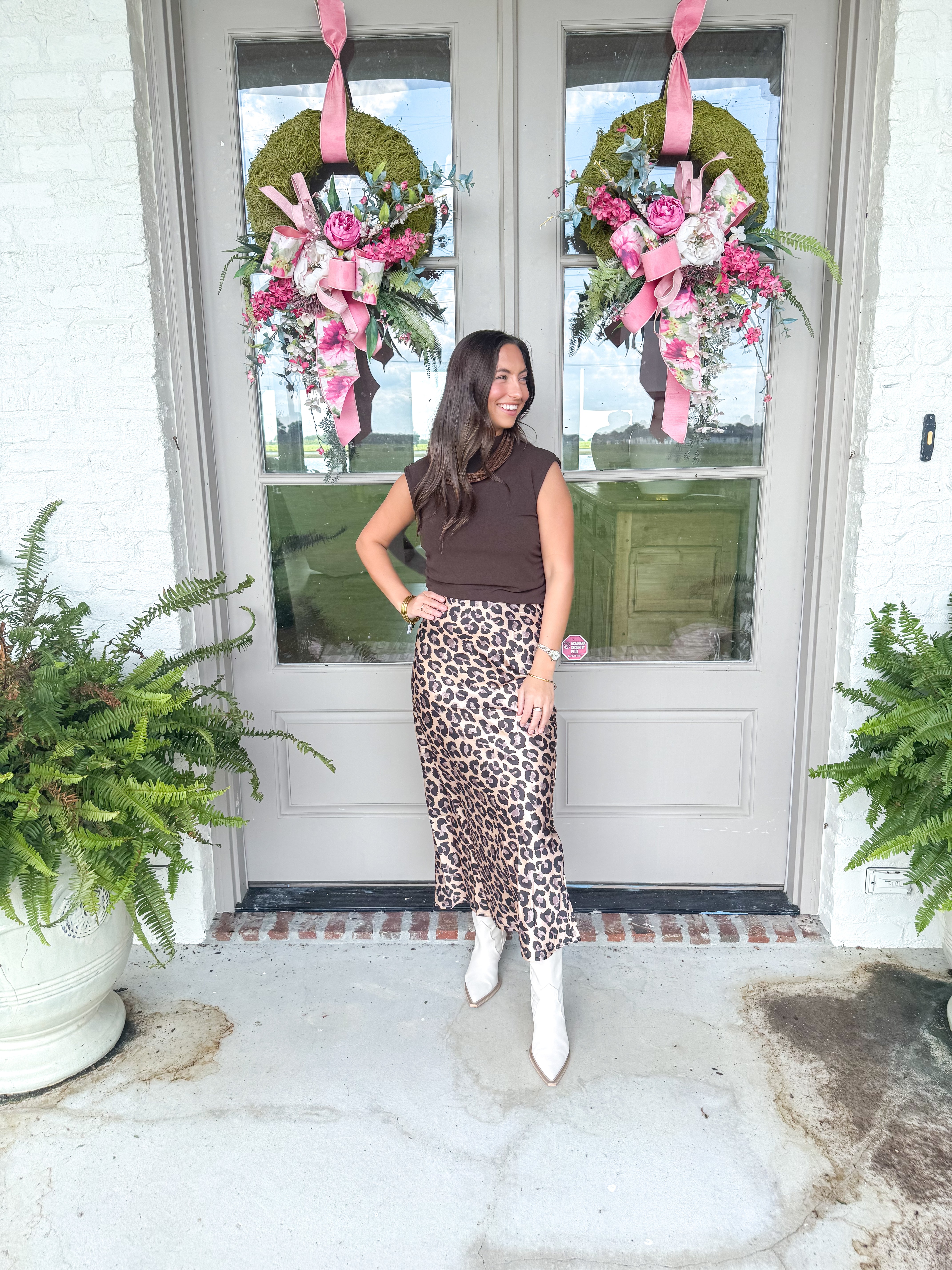 Wild Side Satin Midi Skirt