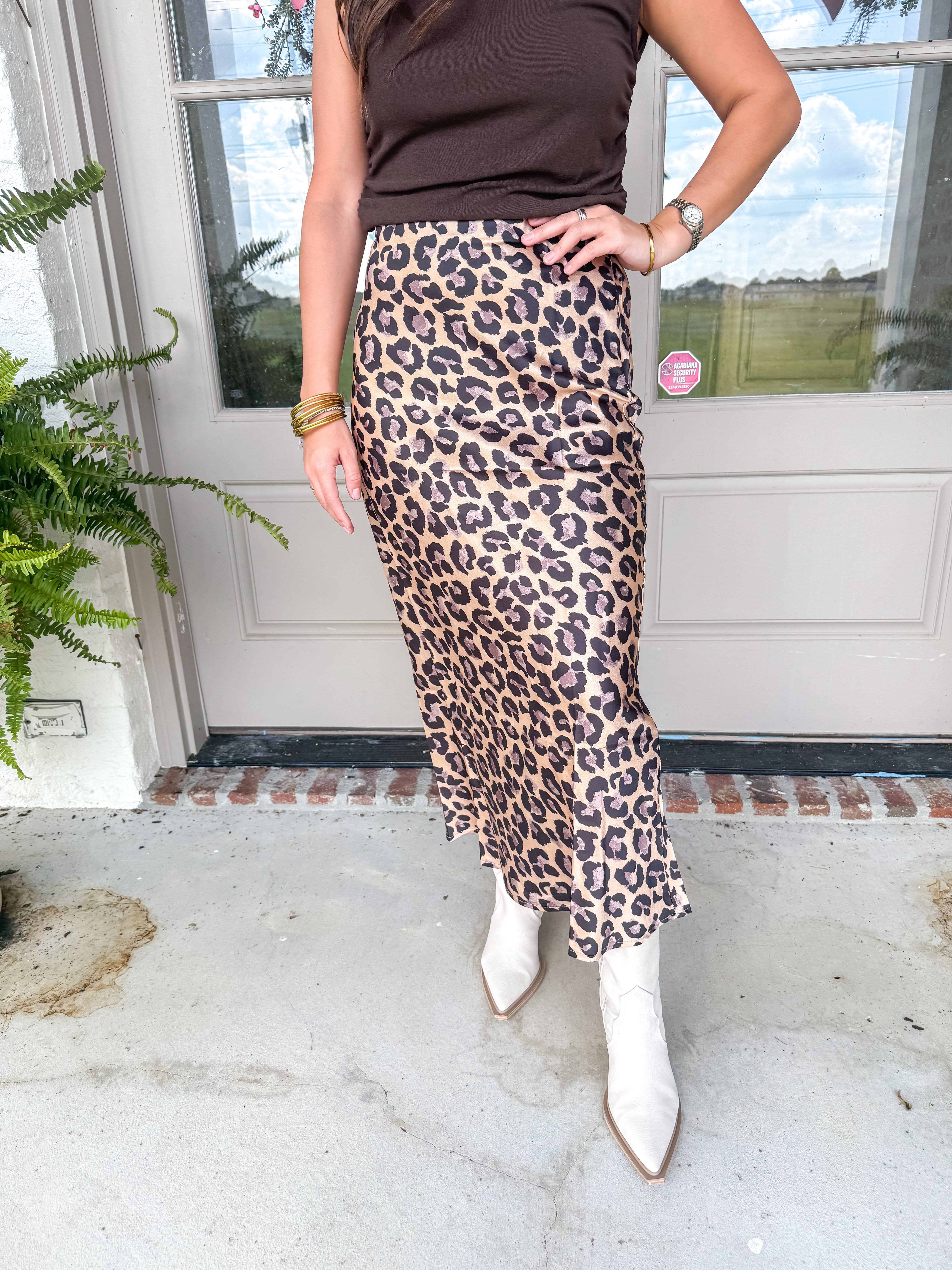 Wild Side Satin Midi Skirt
