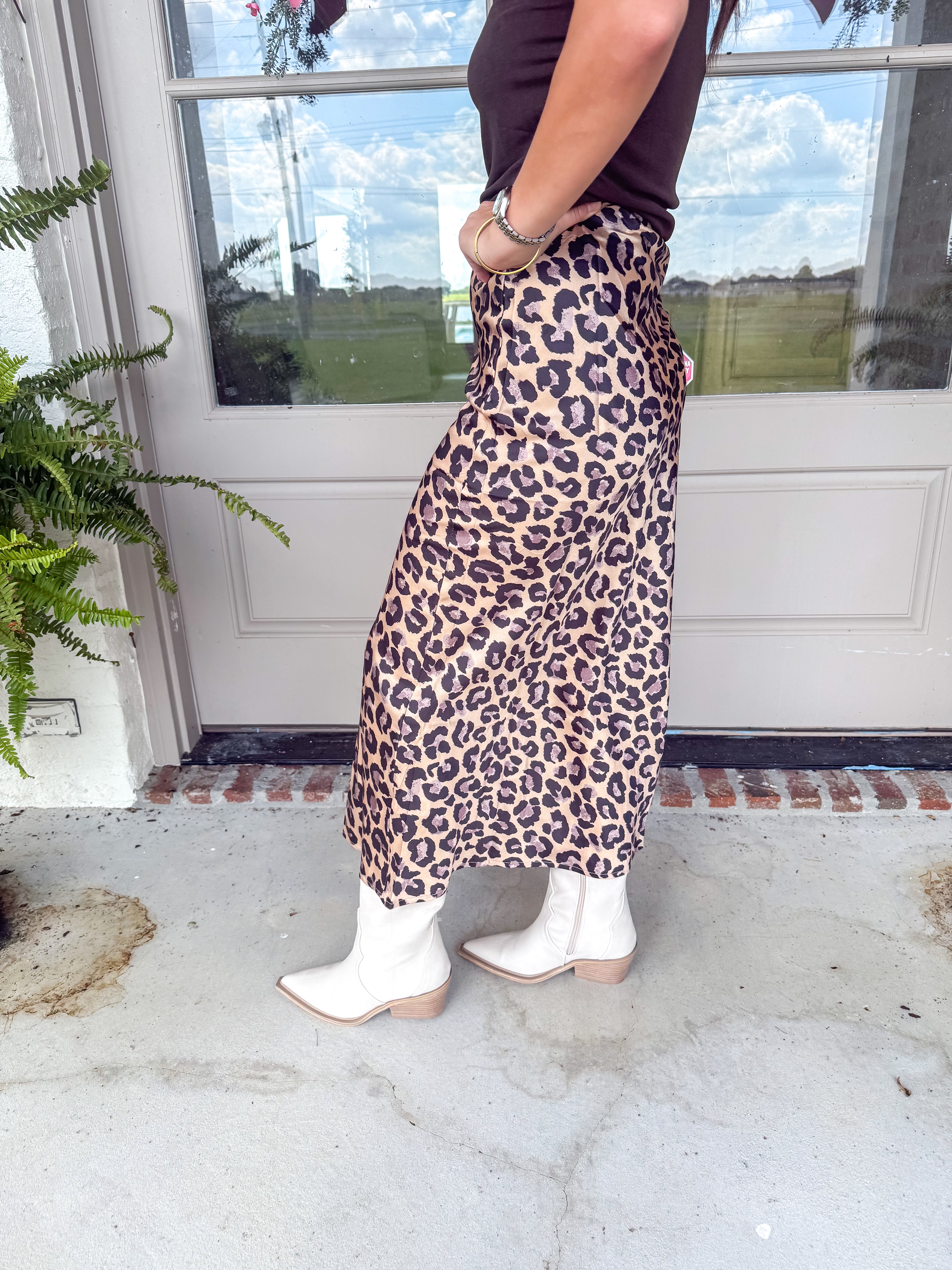 Wild Side Satin Midi Skirt