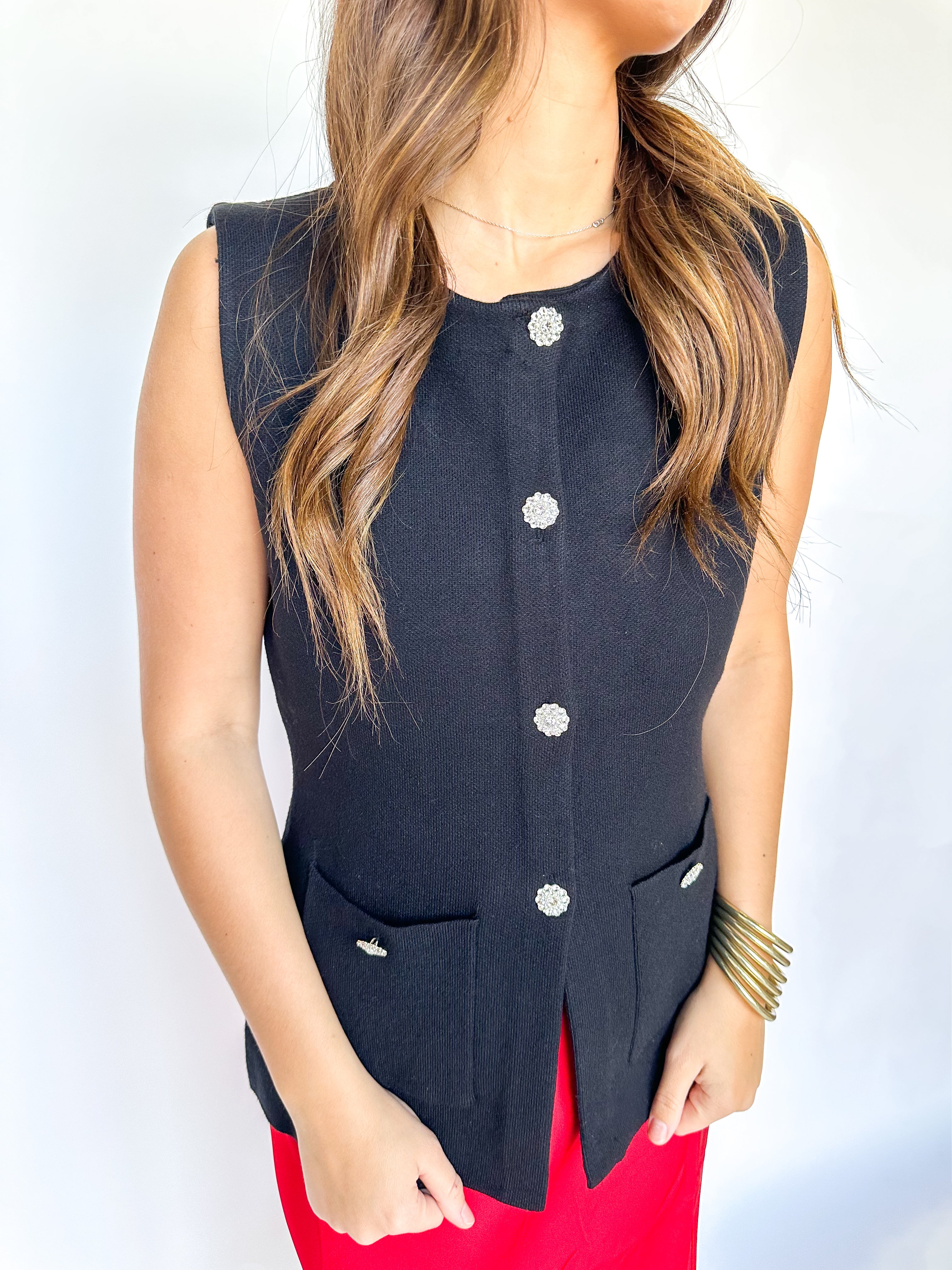 Crystal Sweater Vest Black