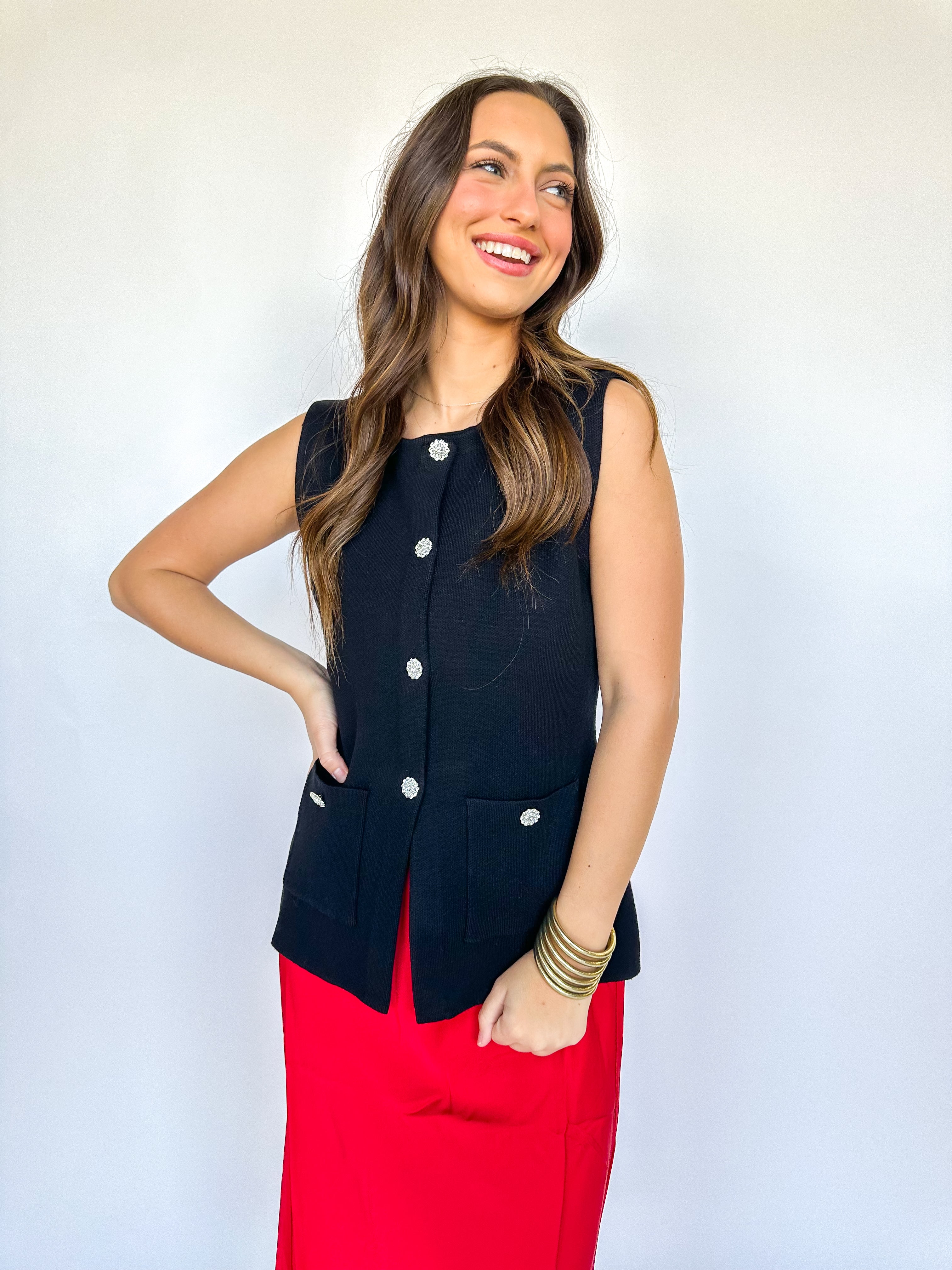 Crystal Sweater Vest Black