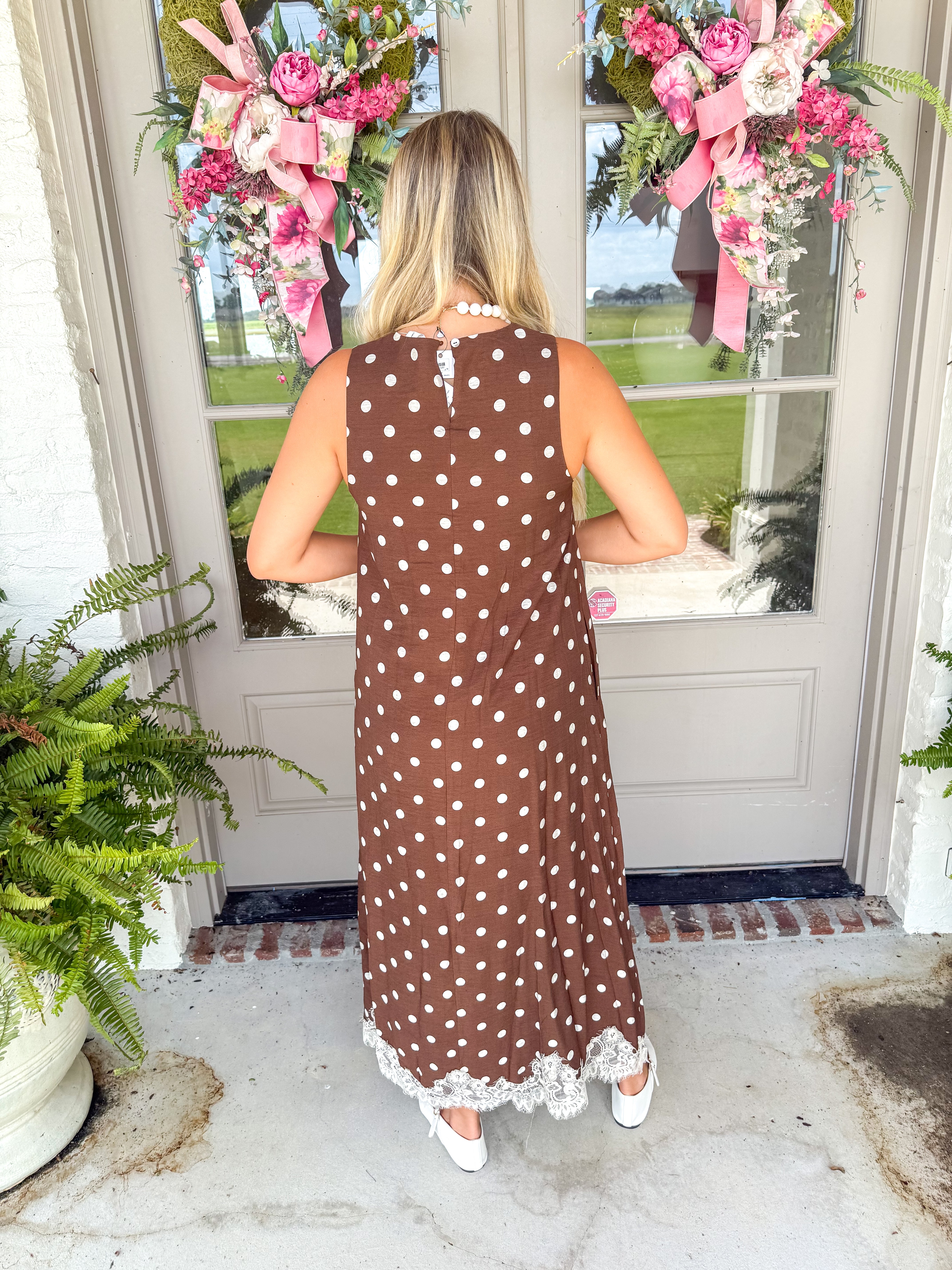 Dotted With Grace Midi Dress Brown