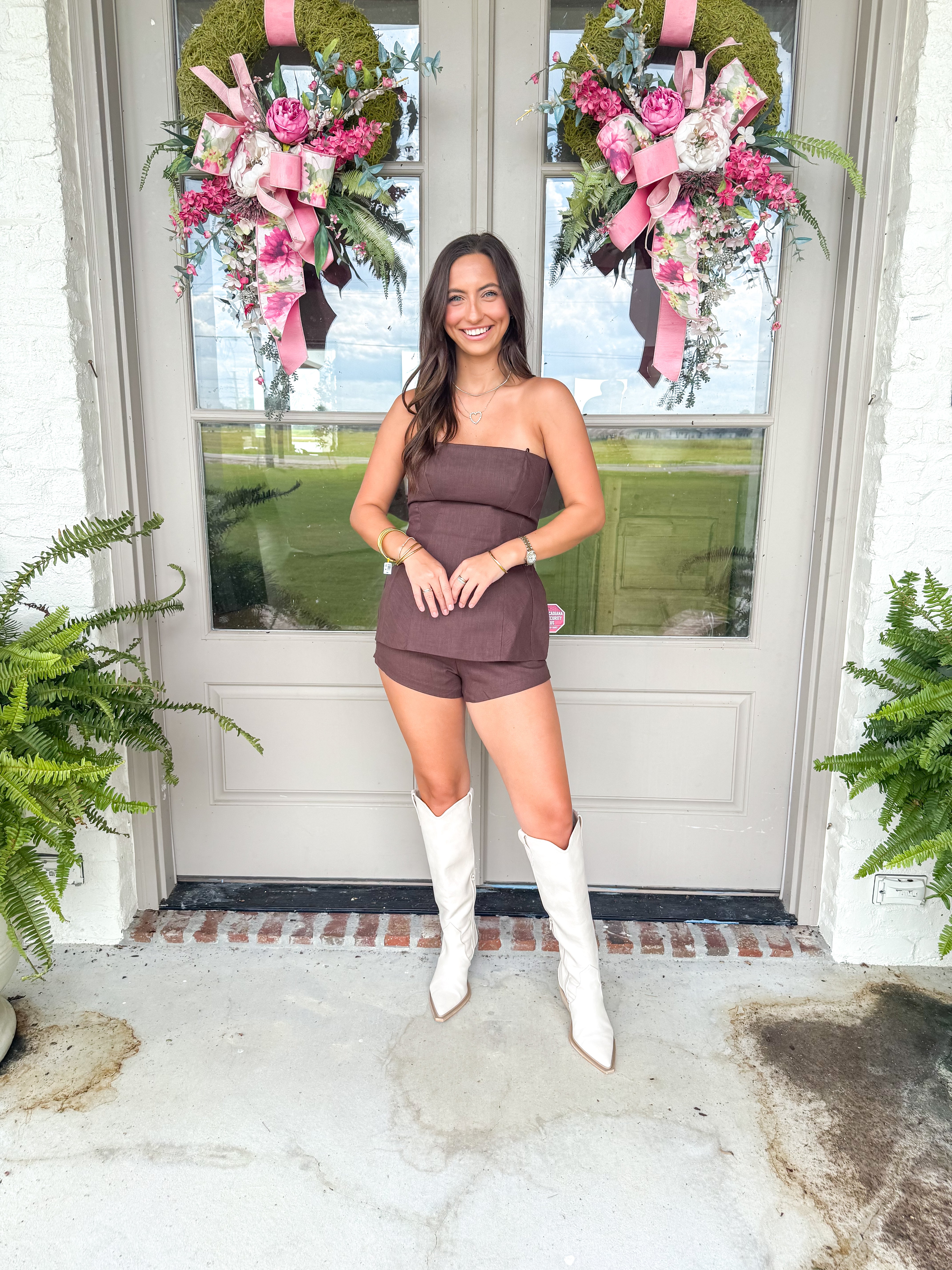 Brown Linen Two-Piece Set