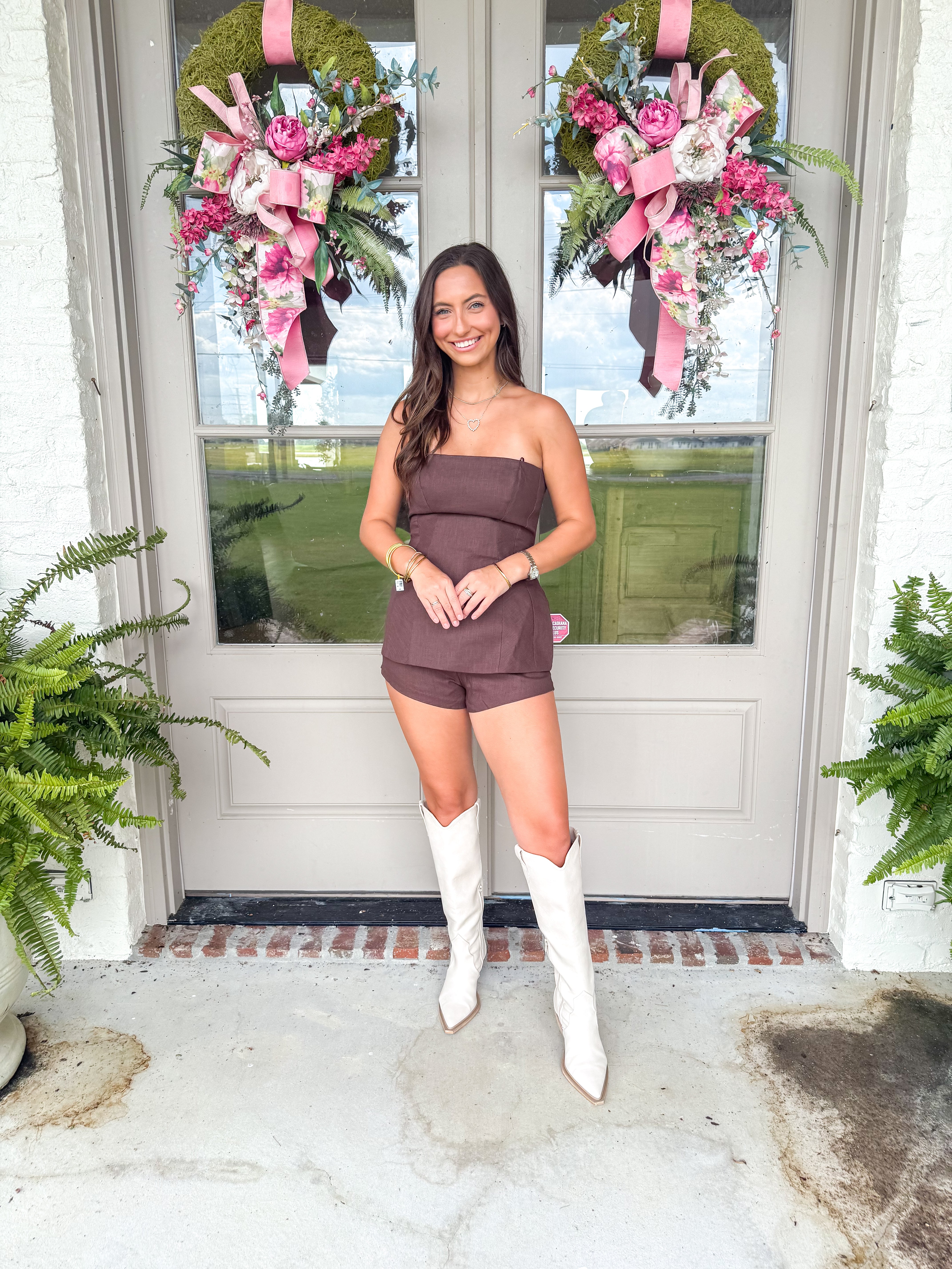 Brown Linen Two-Piece Set